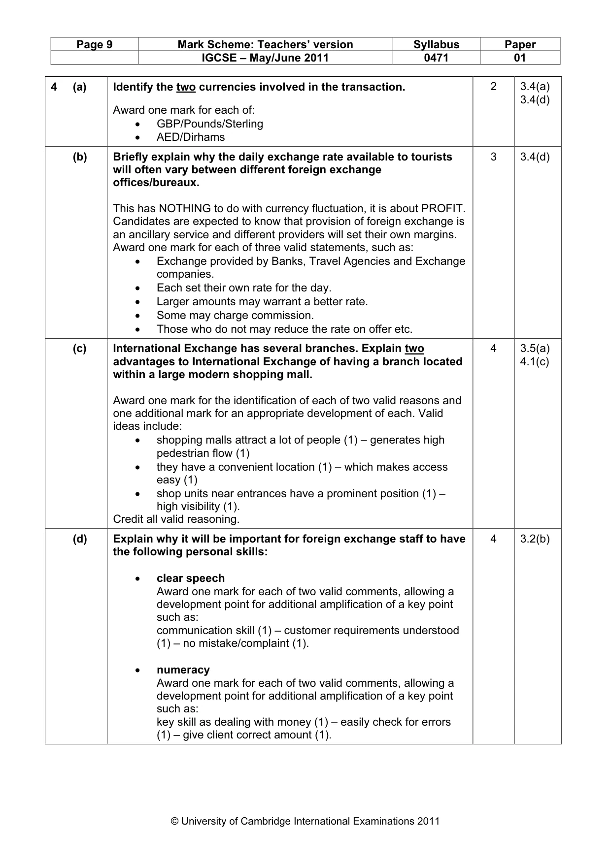 Mark scheme, page 9 of 11