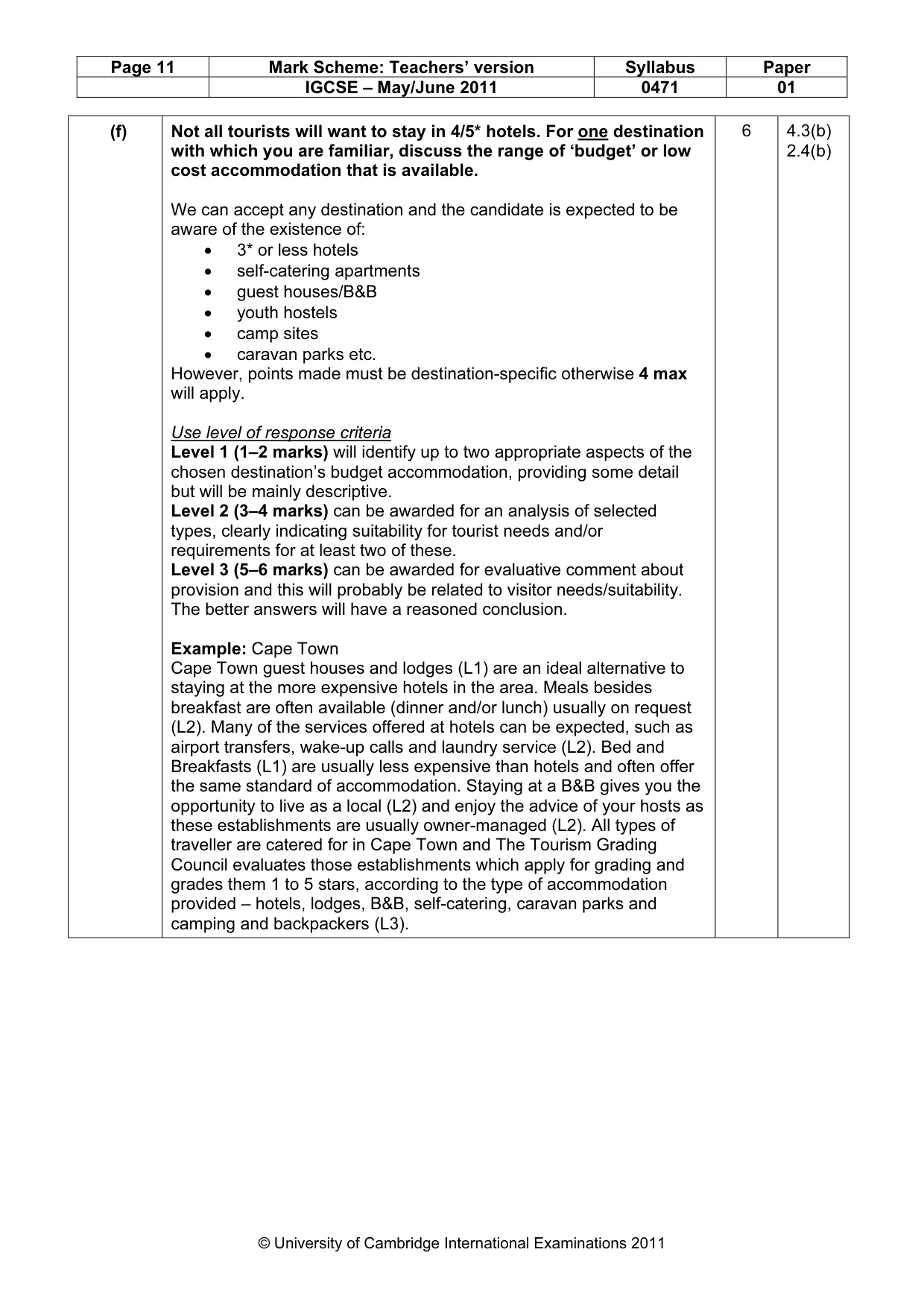 Mark scheme, page 11 of 11