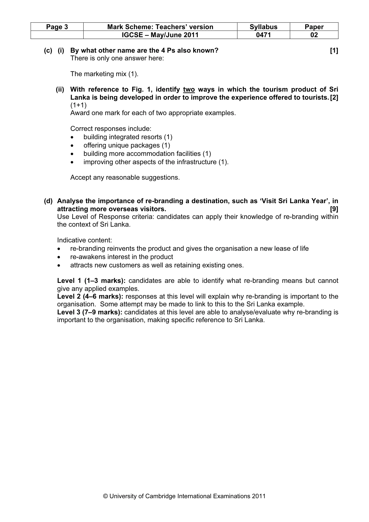 Mark scheme, page 3 of 8