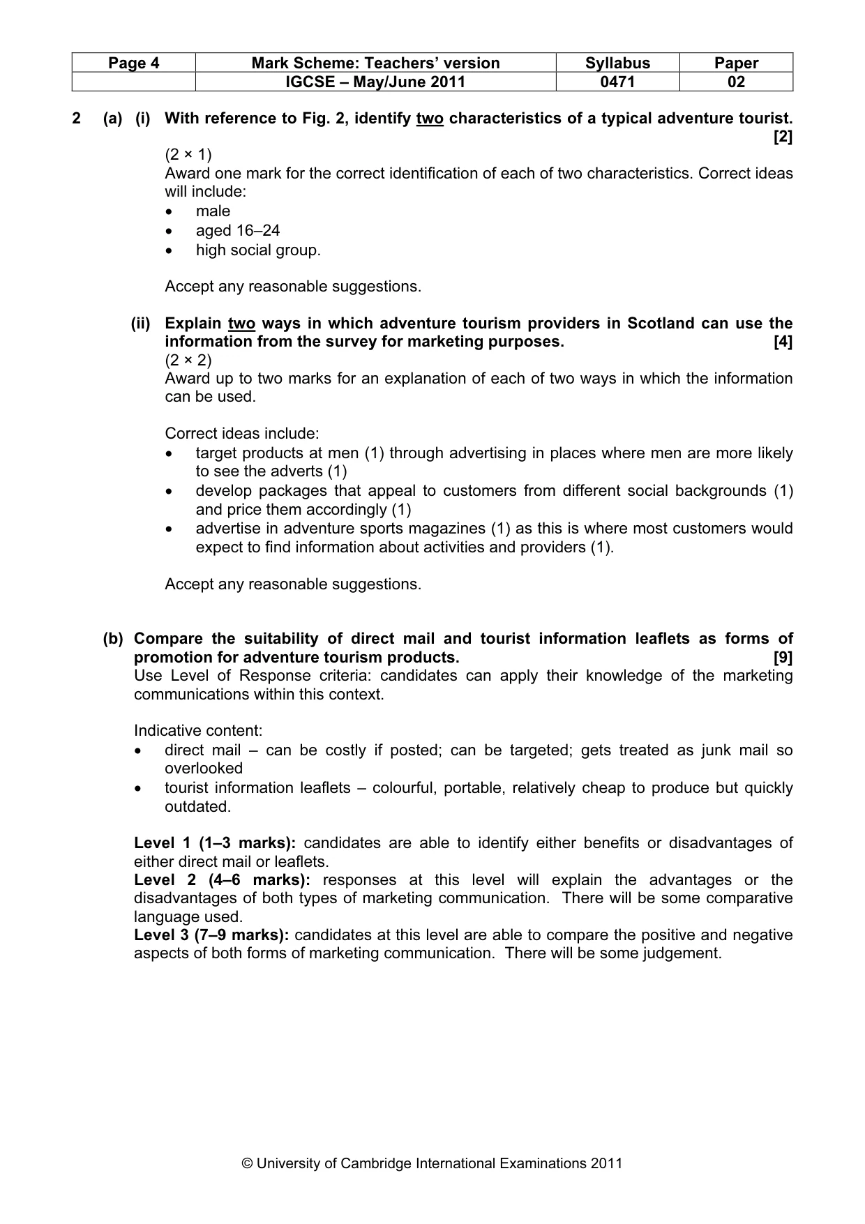 Mark scheme, page 4 of 8