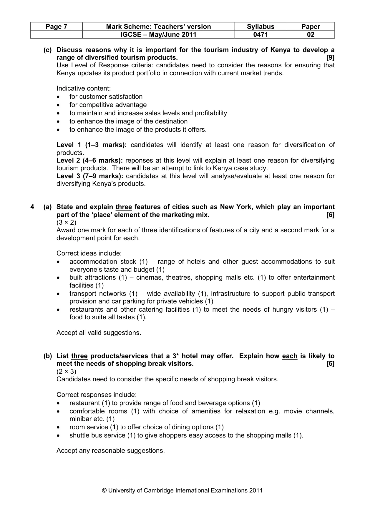 Mark scheme, page 7 of 8