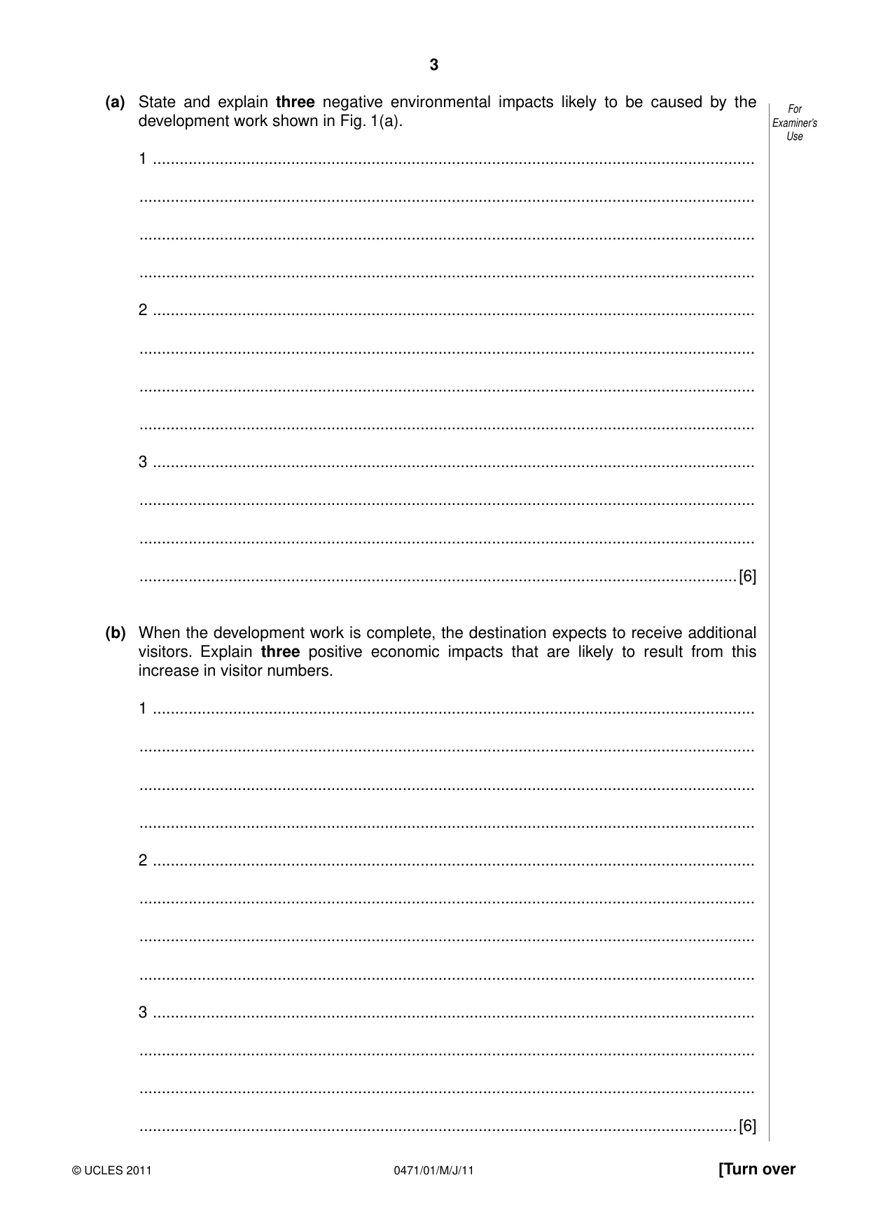 Cambridge IGCSE Travel and Tourism 0471 2011 May/June Paper 1 · Variant 1 question paper, page 3 of 16