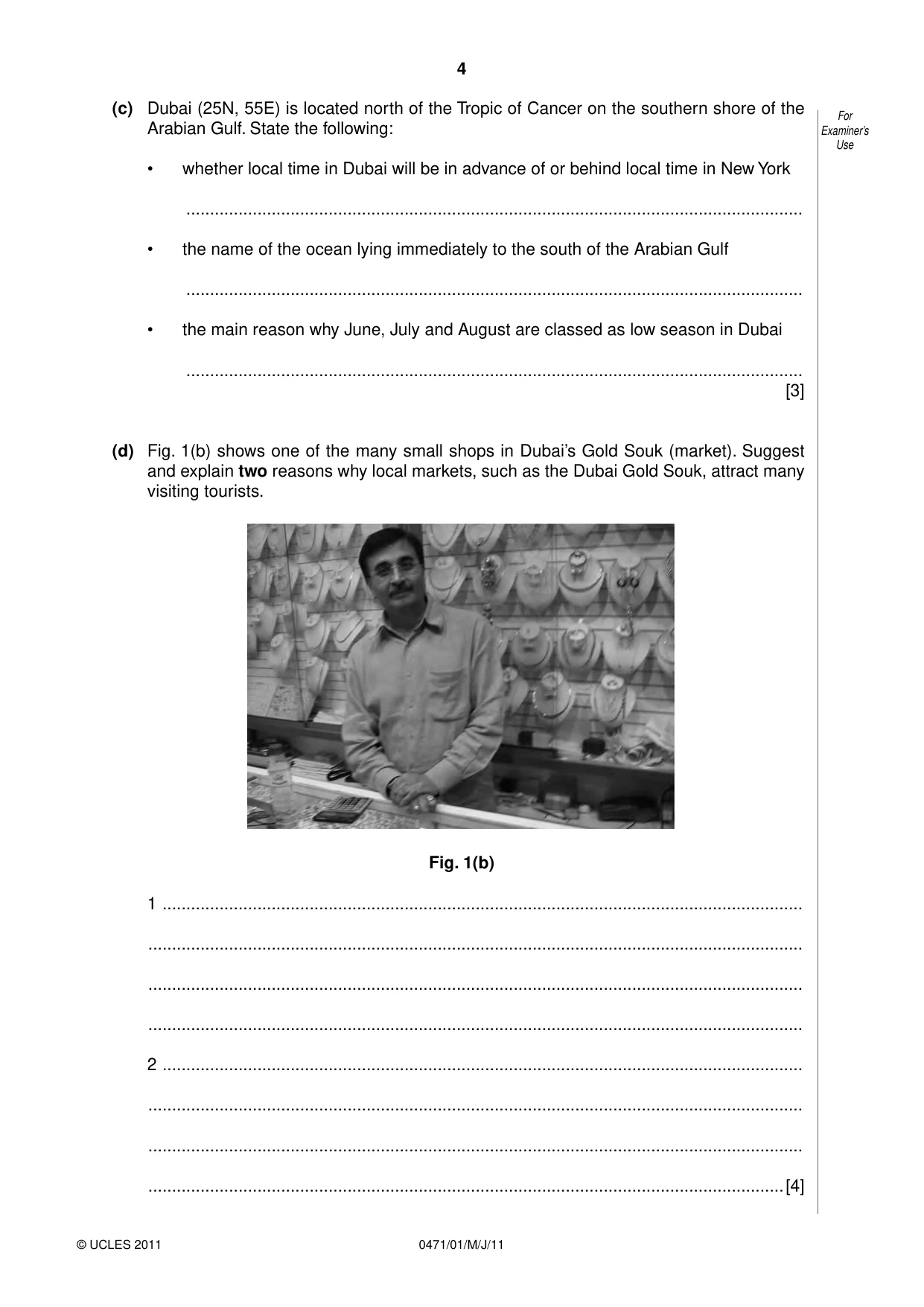 Cambridge IGCSE Travel and Tourism 0471 2011 May/June Paper 1 · Variant 1 question paper, page 4 of 16