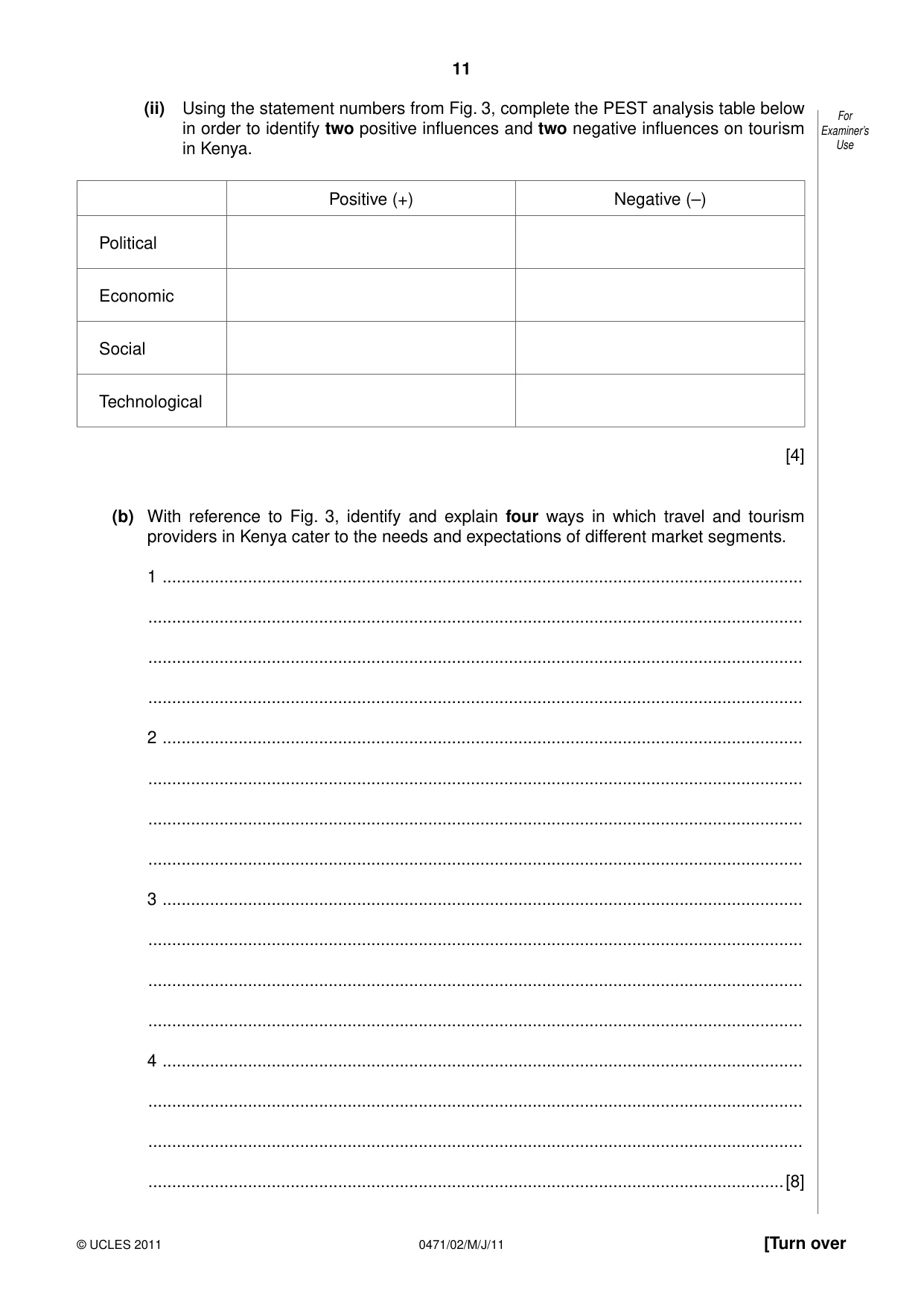 Cambridge IGCSE Travel and Tourism 0471 2011 May/June Paper 2 · Variant 1 question paper, page 11 of 16
