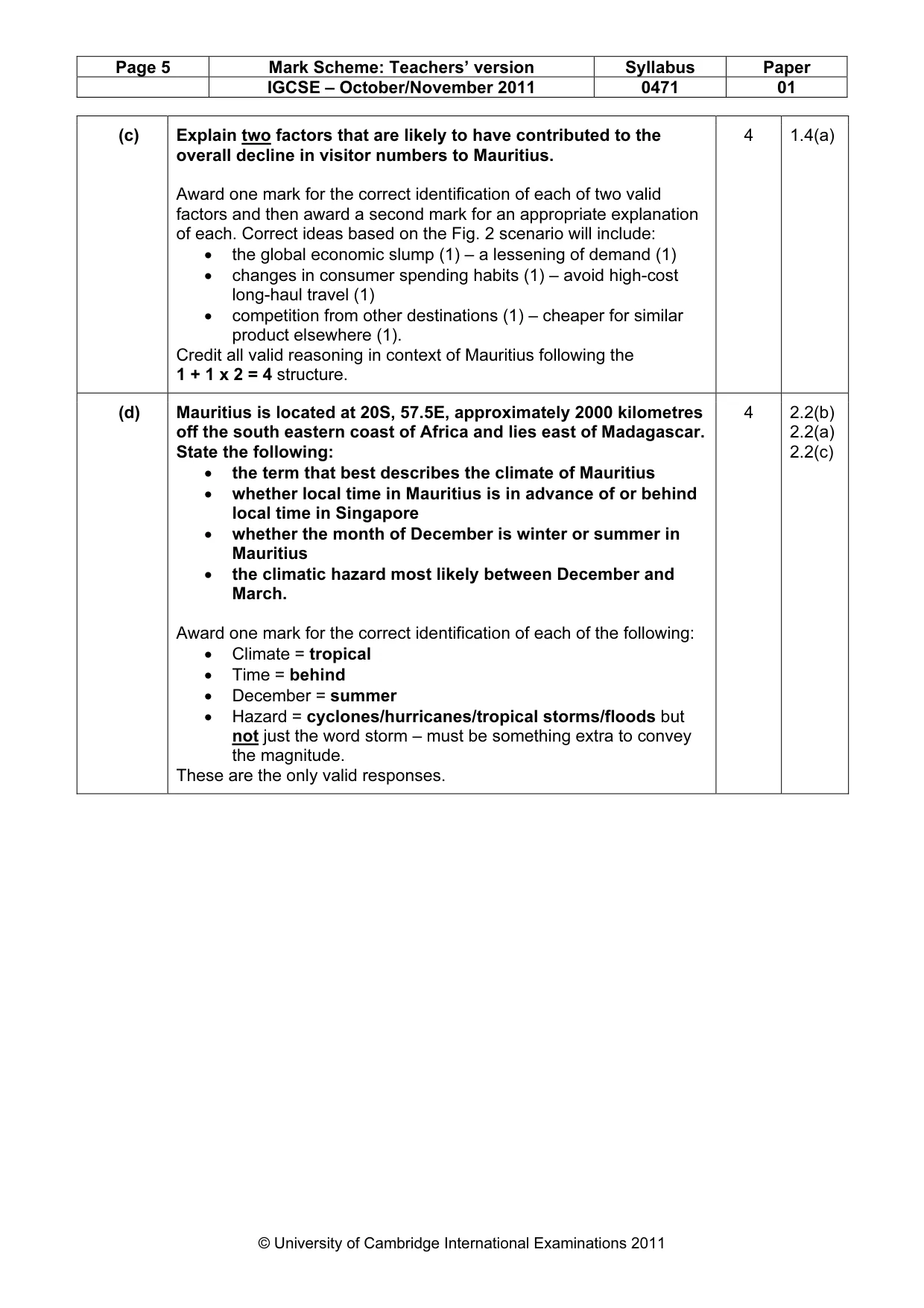 Mark scheme, page 5 of 12