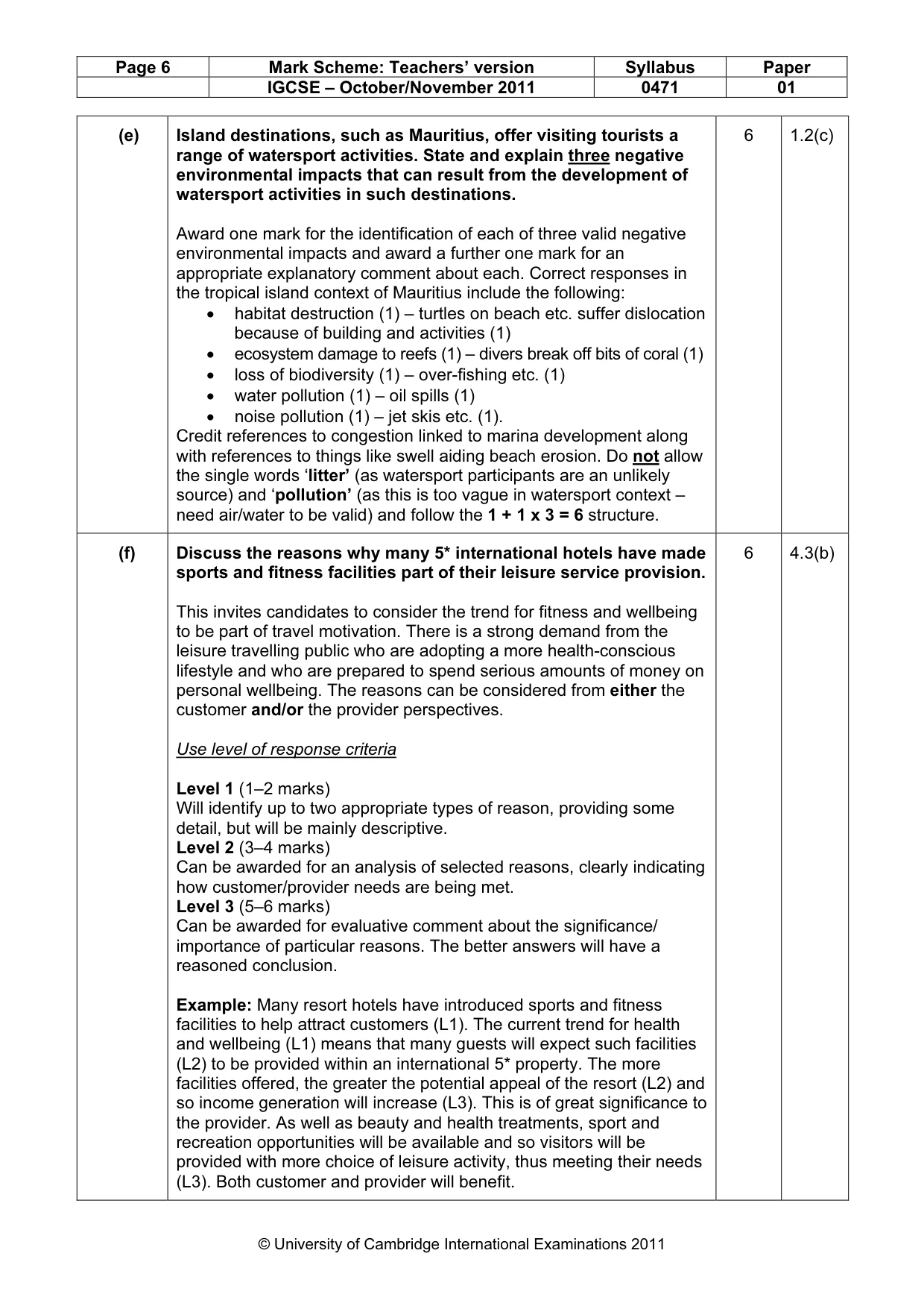 Mark scheme, page 6 of 12