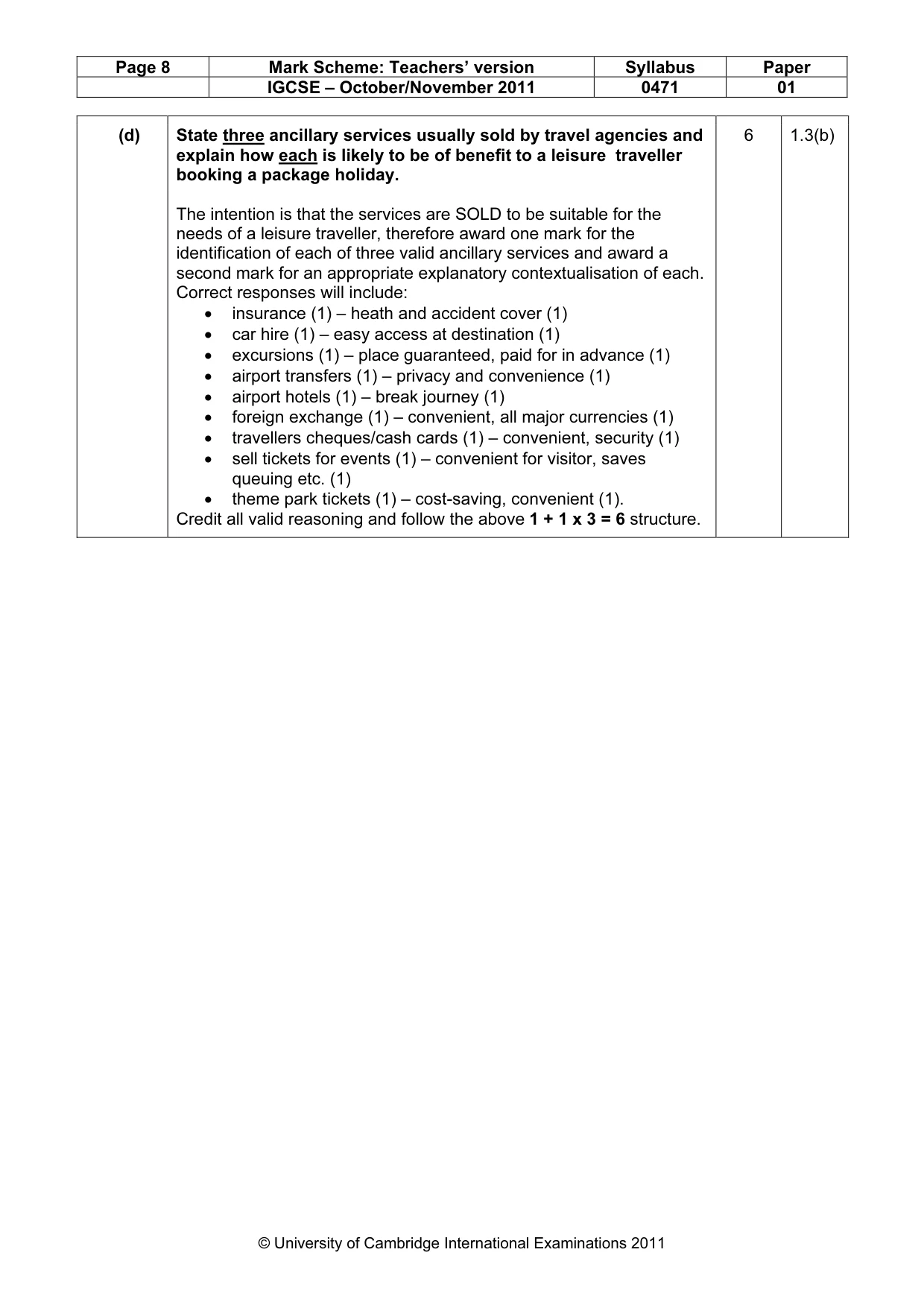 Mark scheme, page 8 of 12