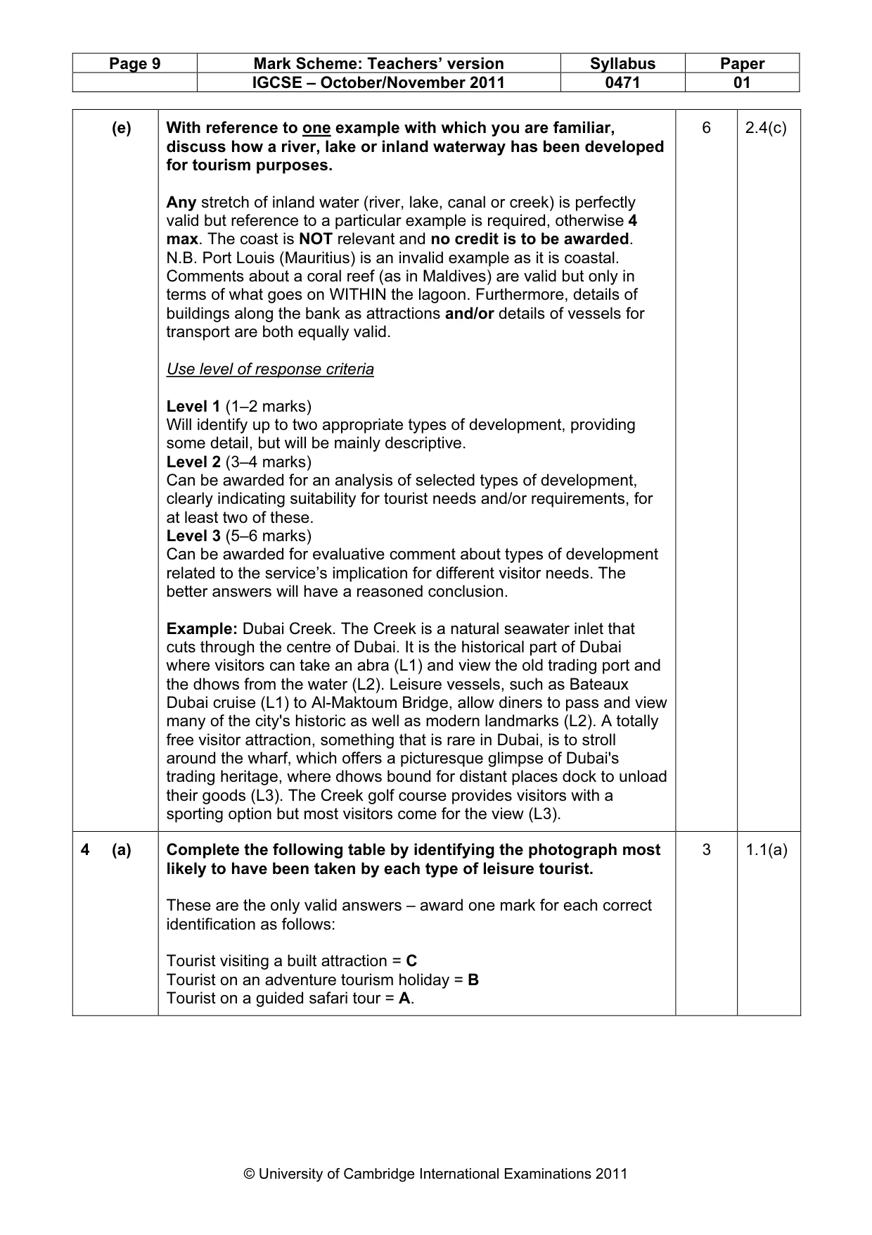Mark scheme, page 9 of 12