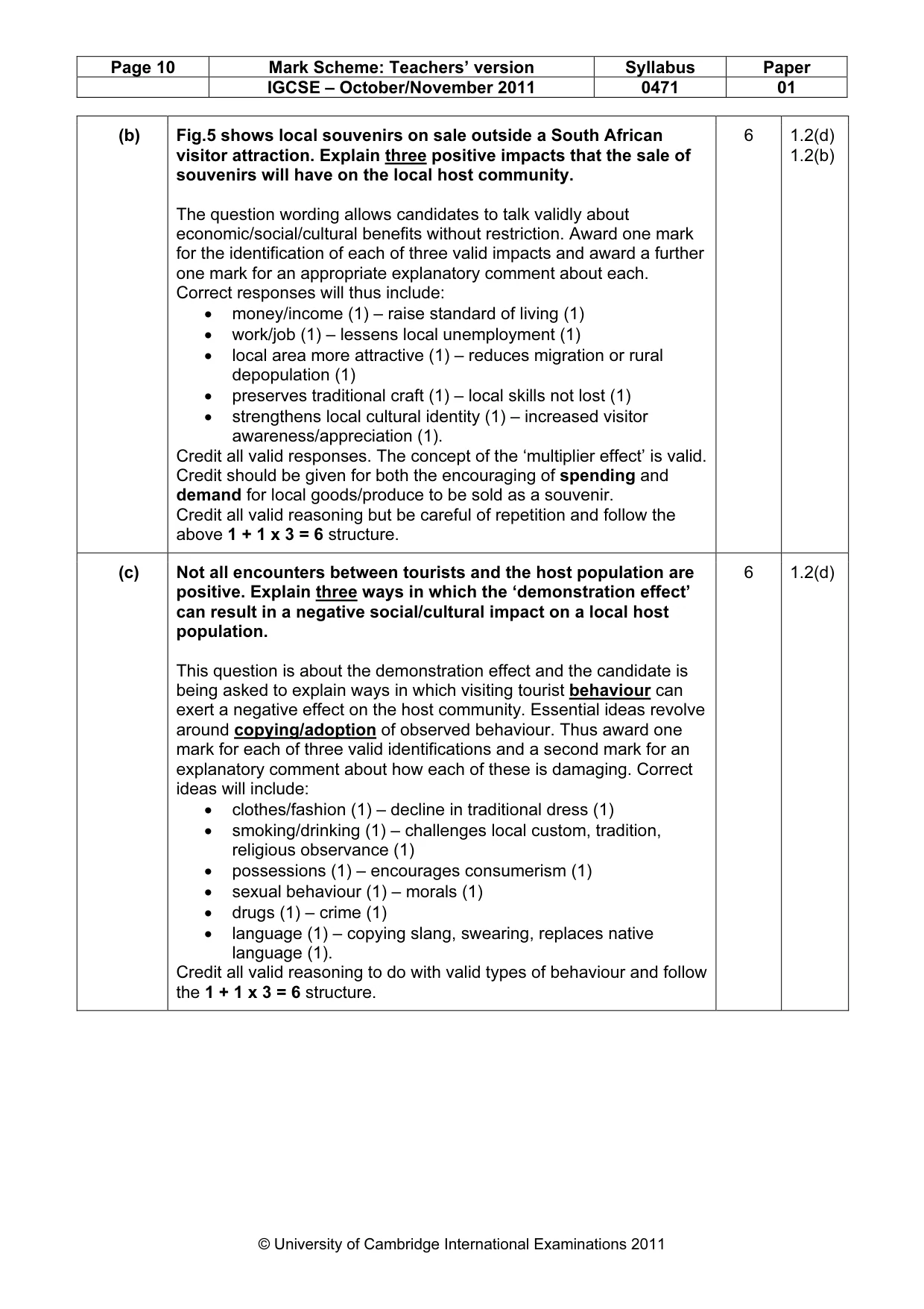 Mark scheme, page 10 of 12