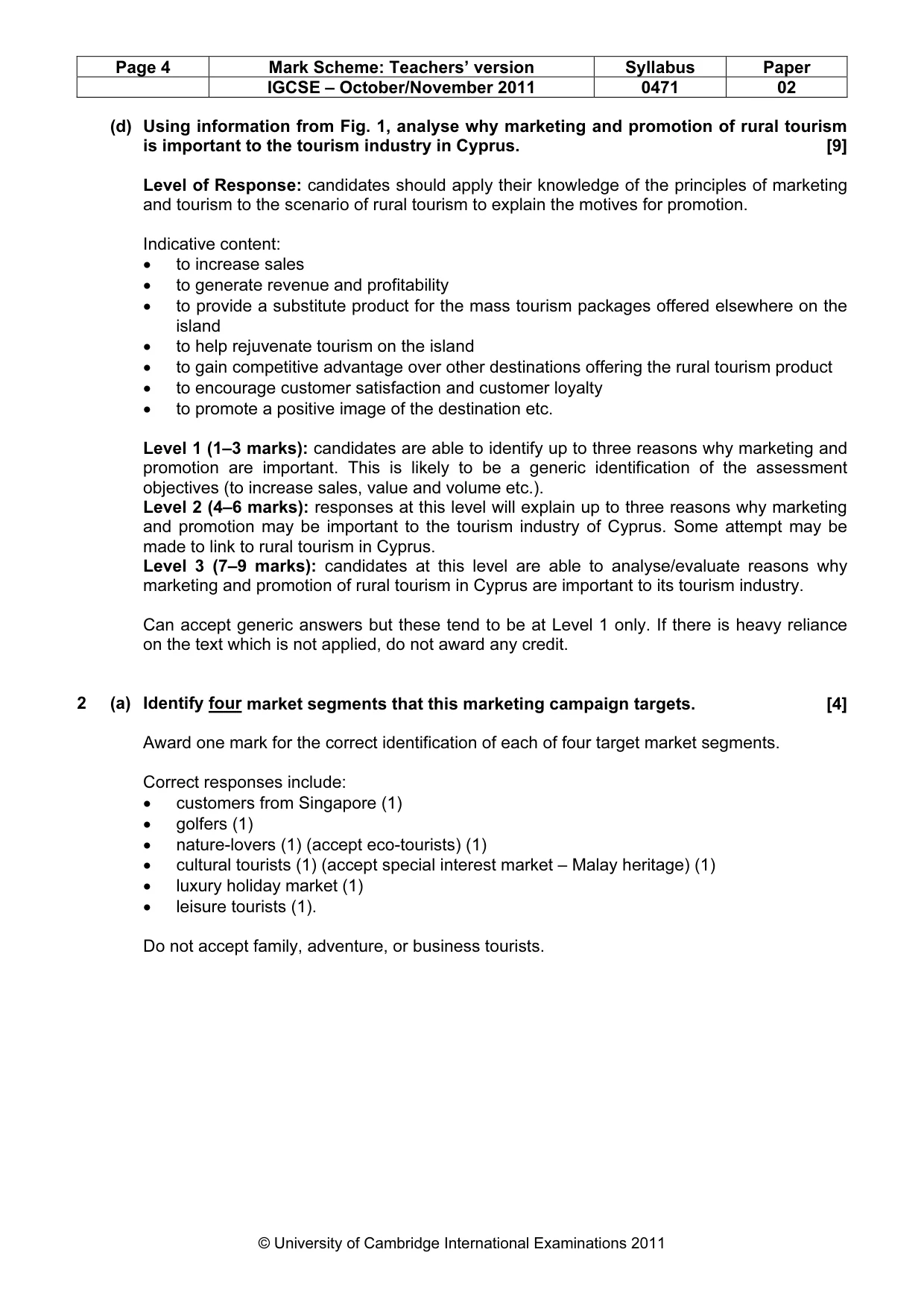 Mark scheme, page 4 of 10