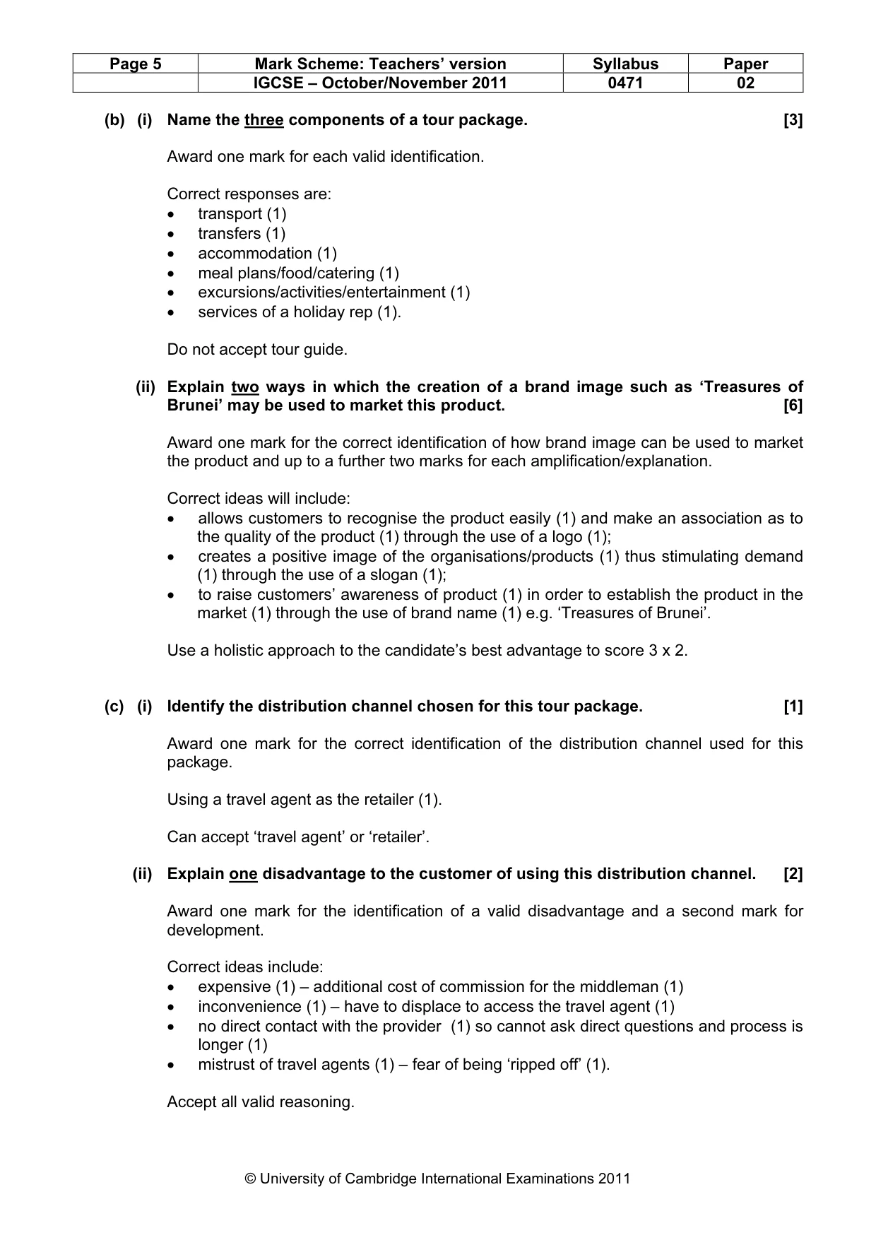 Mark scheme, page 5 of 10