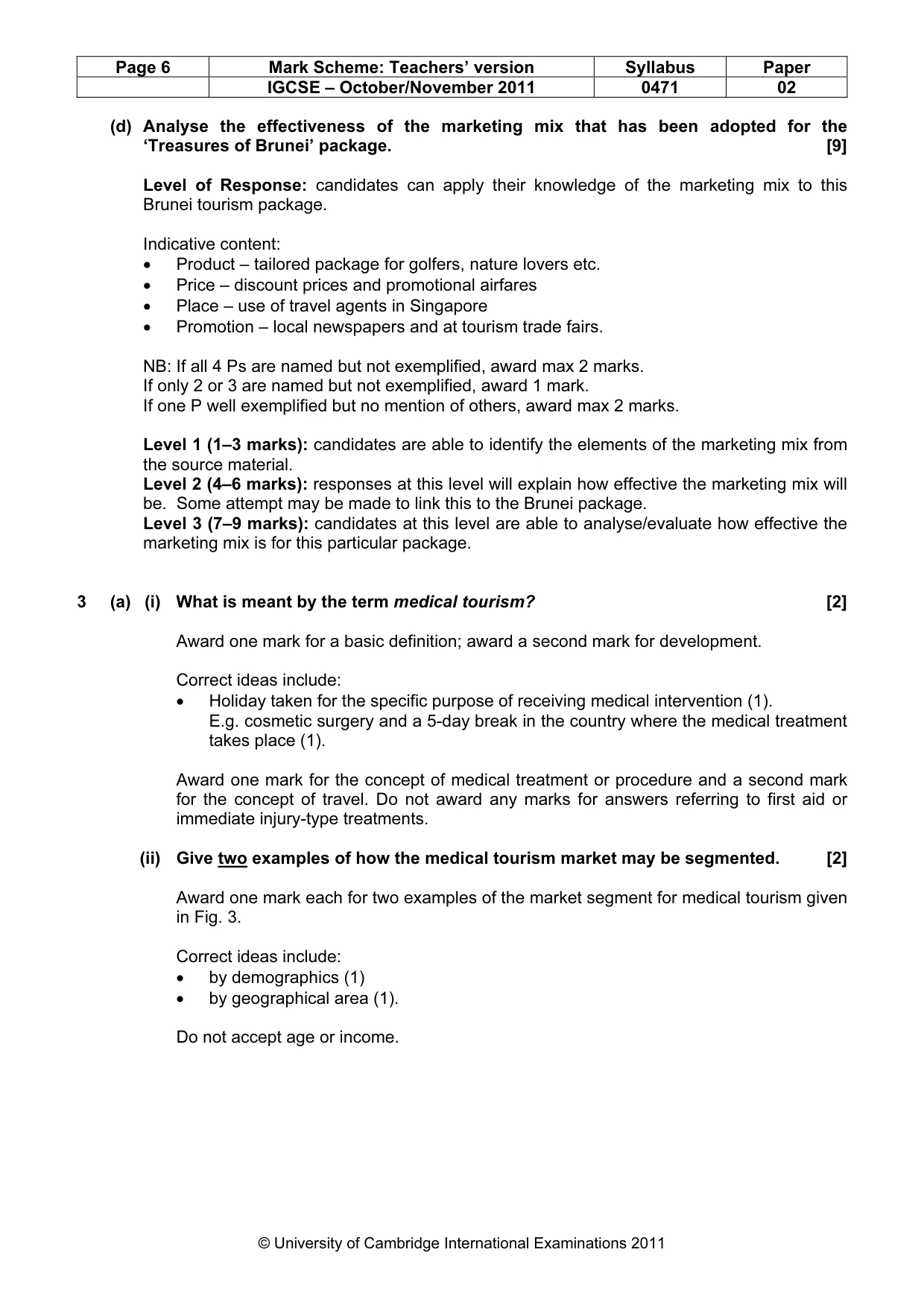 Mark scheme, page 6 of 10