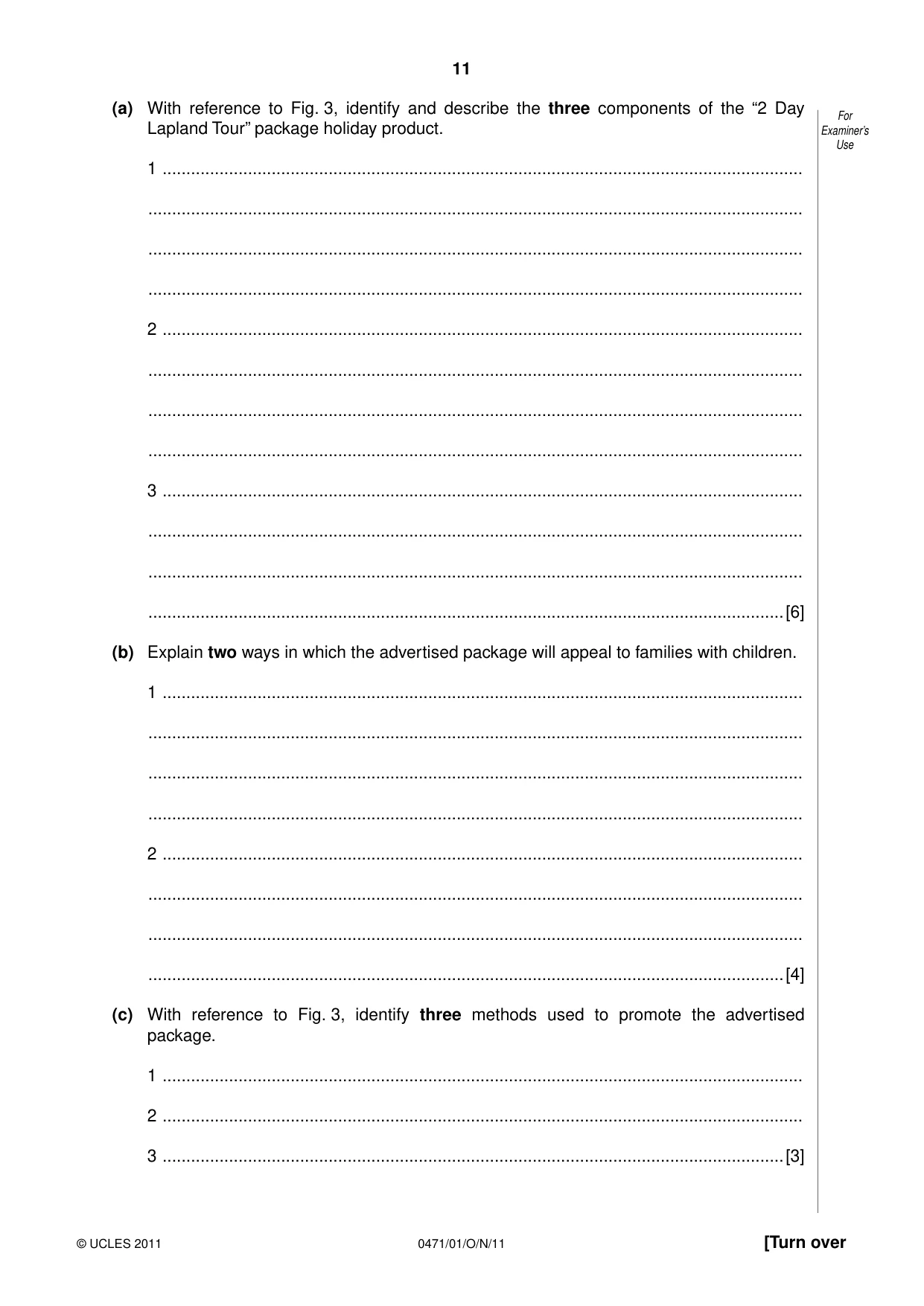 Cambridge IGCSE Travel and Tourism 0471 2011 Oct/Nov Paper 1 · Variant 1 question paper, page 11 of 16