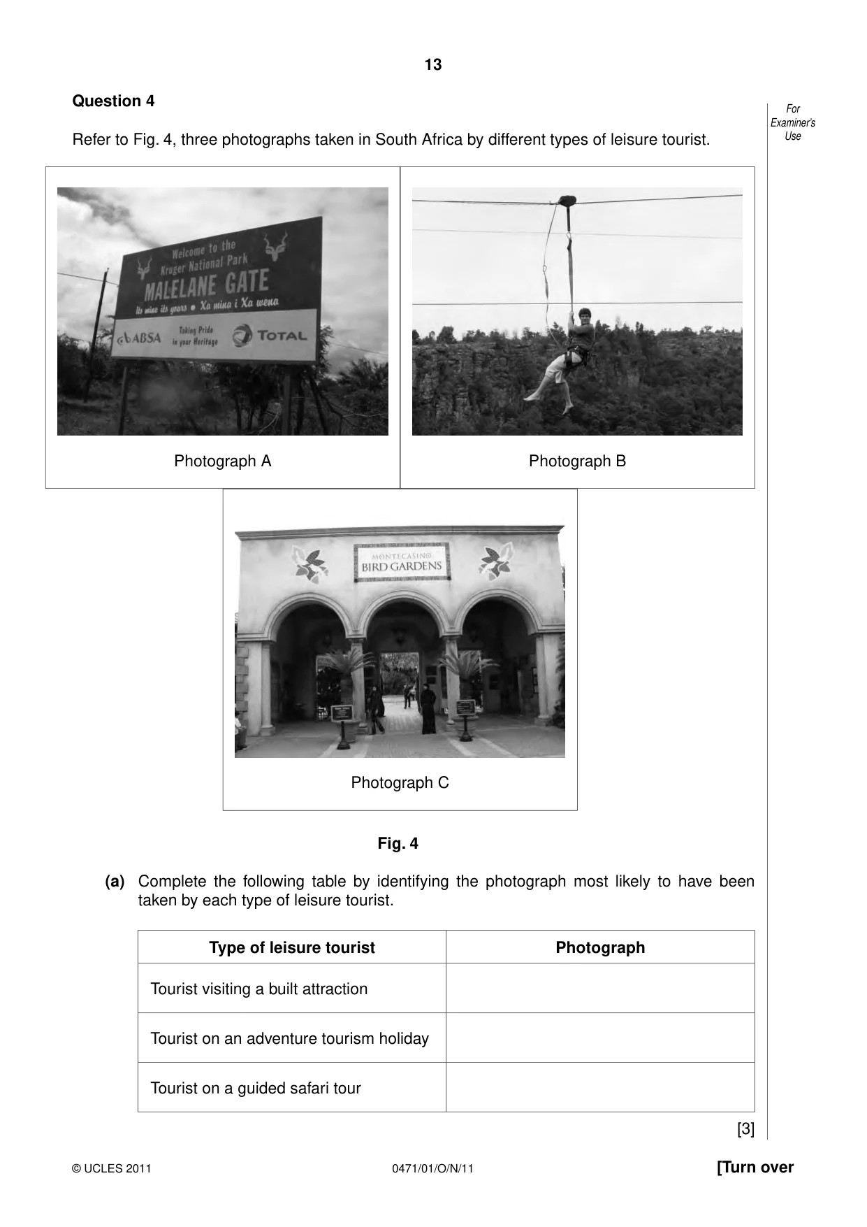 Cambridge IGCSE Travel and Tourism 0471 2011 Oct/Nov Paper 1 · Variant 1 question paper, page 13 of 16