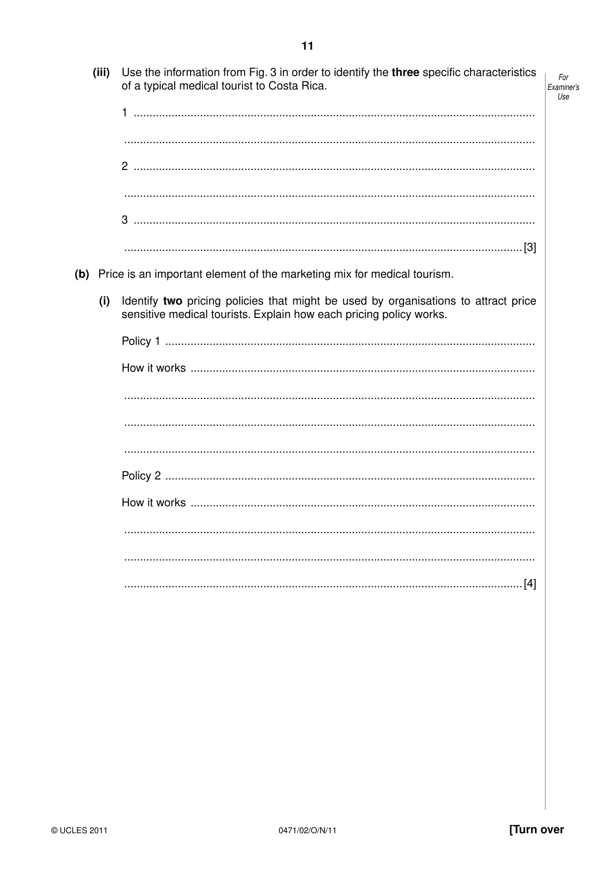 Cambridge IGCSE Travel and Tourism 0471 2011 Oct/Nov Paper 2 · Variant 1 question paper, page 11 of 16