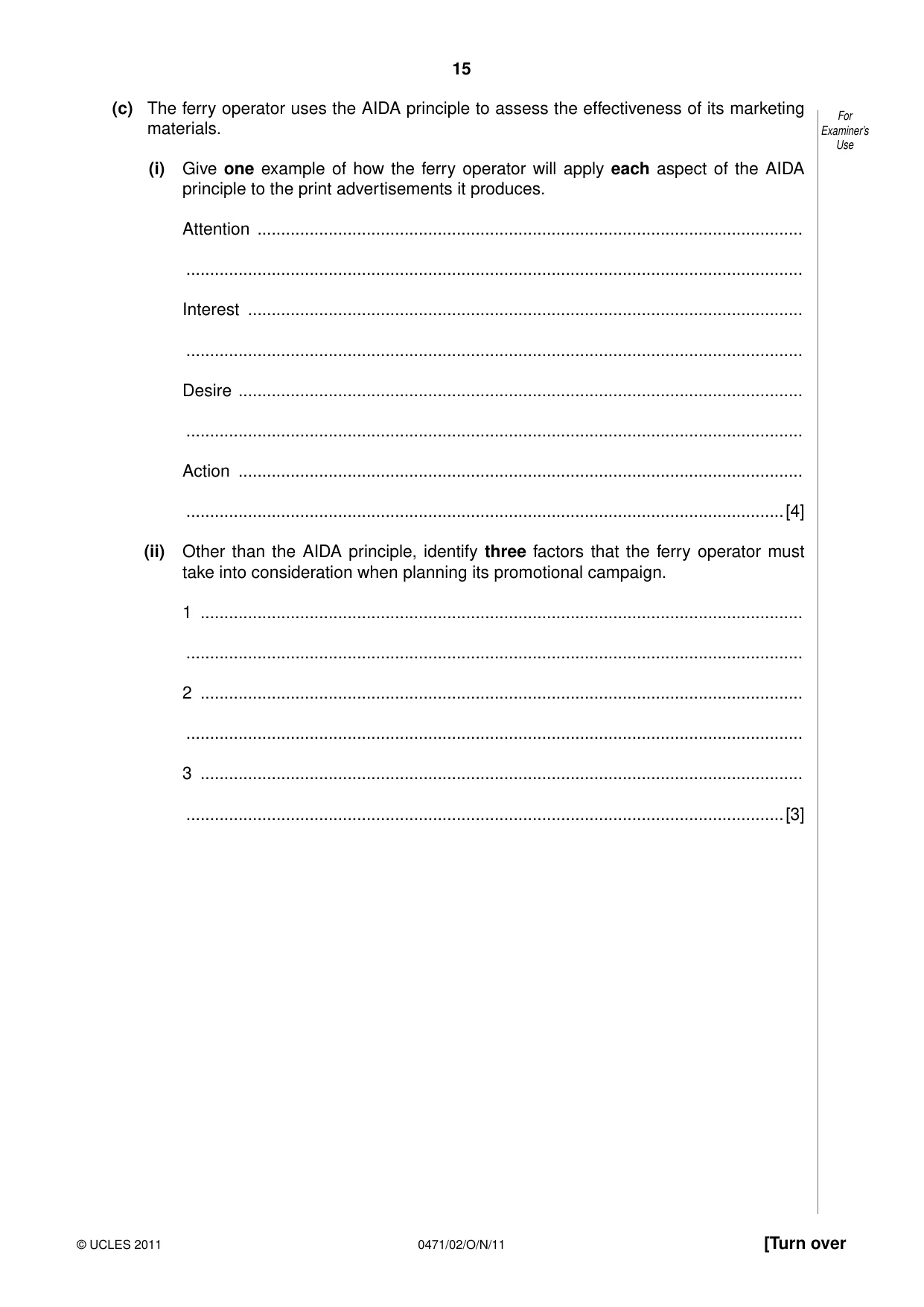 Cambridge IGCSE Travel and Tourism 0471 2011 Oct/Nov Paper 2 · Variant 1 question paper, page 15 of 16