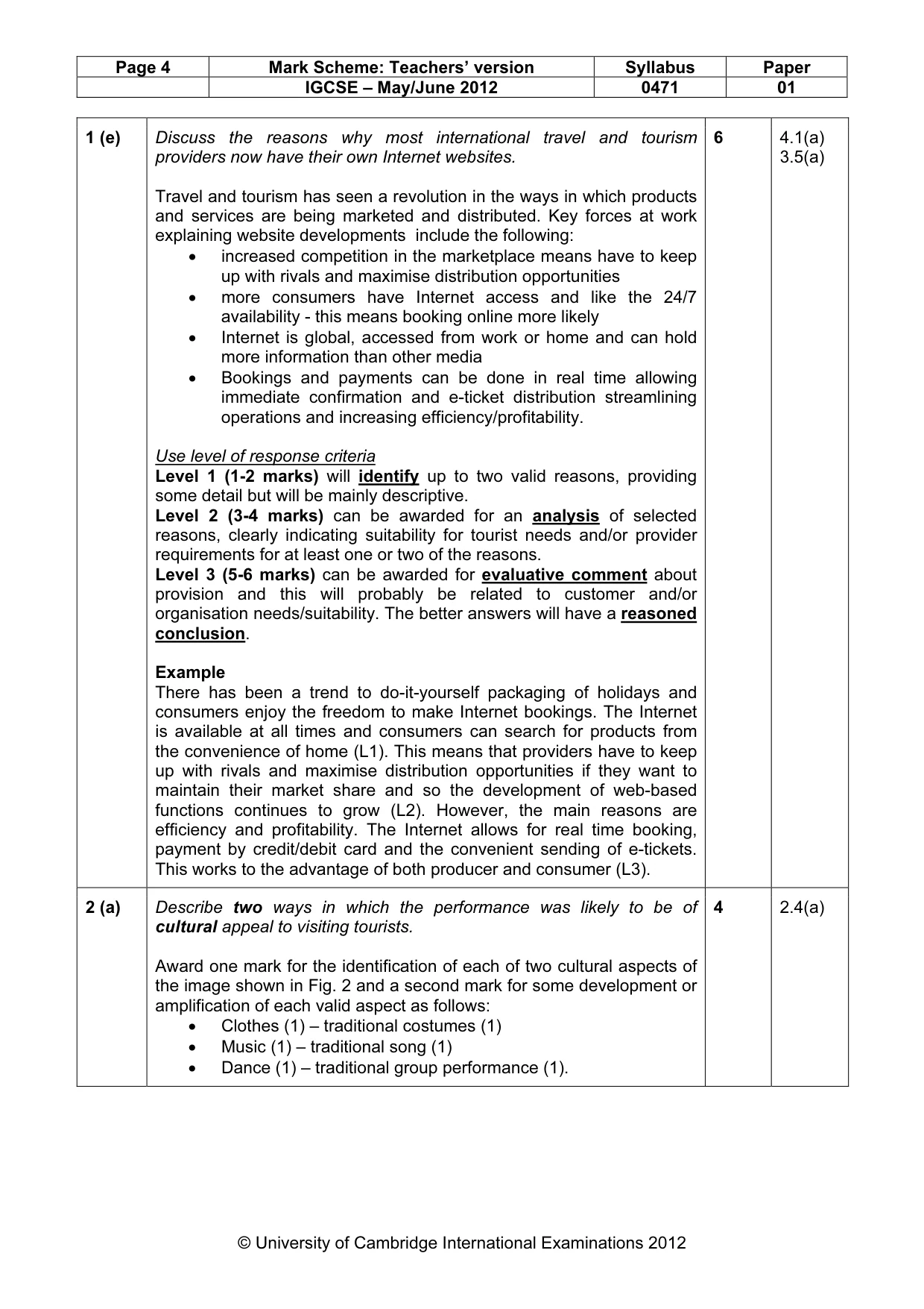 Mark scheme, page 4 of 10