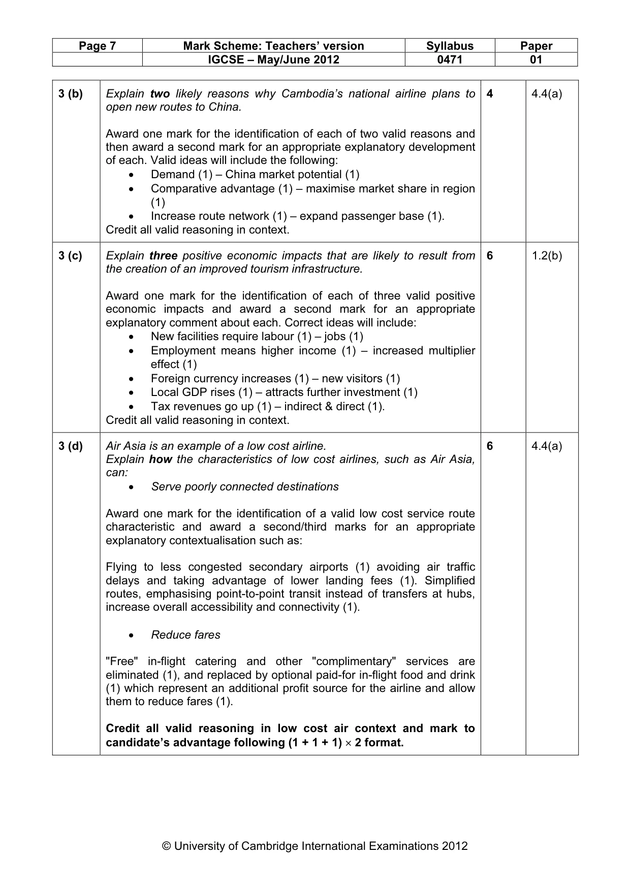 Mark scheme, page 7 of 10