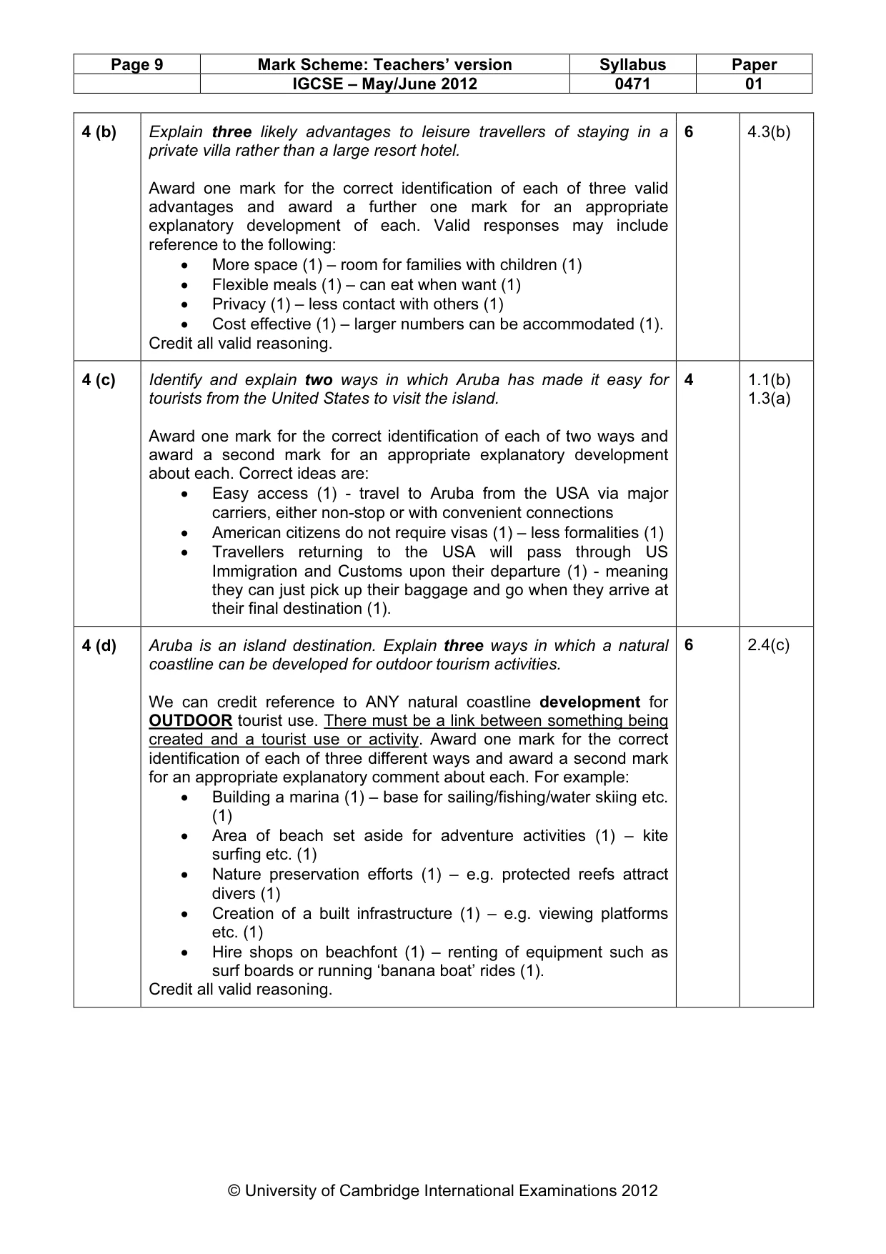 Mark scheme, page 9 of 10