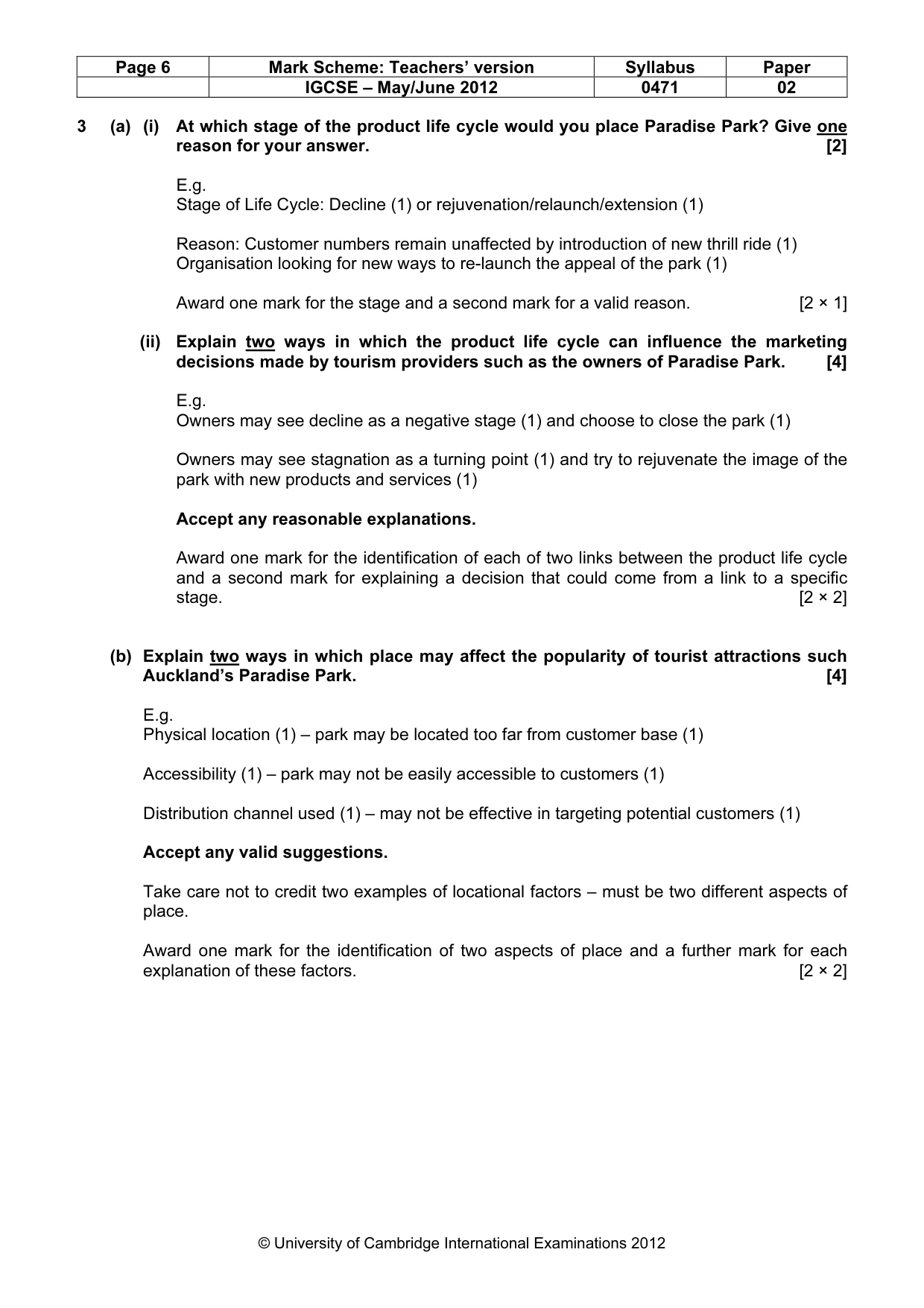 Mark scheme, page 6 of 9