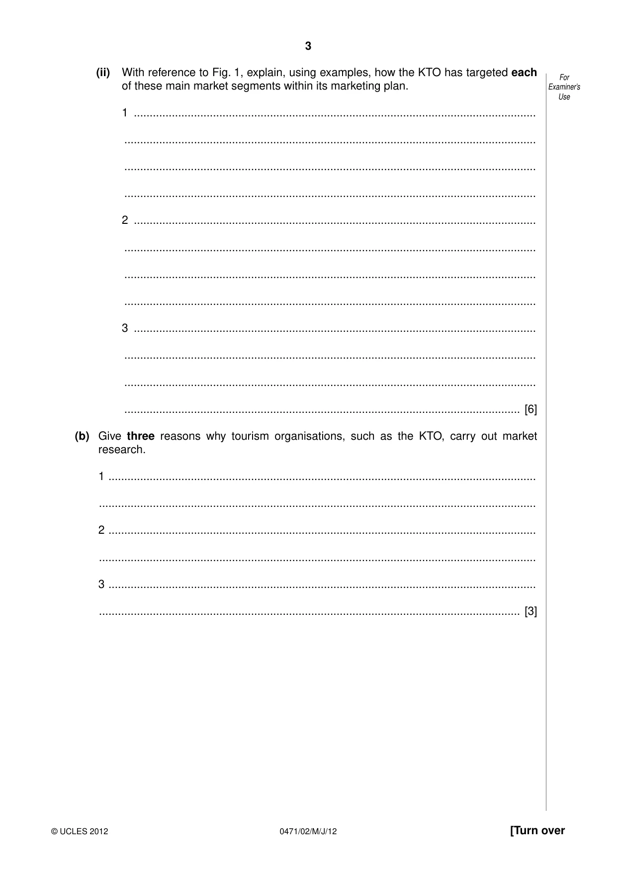 Cambridge IGCSE Travel and Tourism 0471 2012 May/June Paper 2 · Variant 1 question paper, page 3 of 16