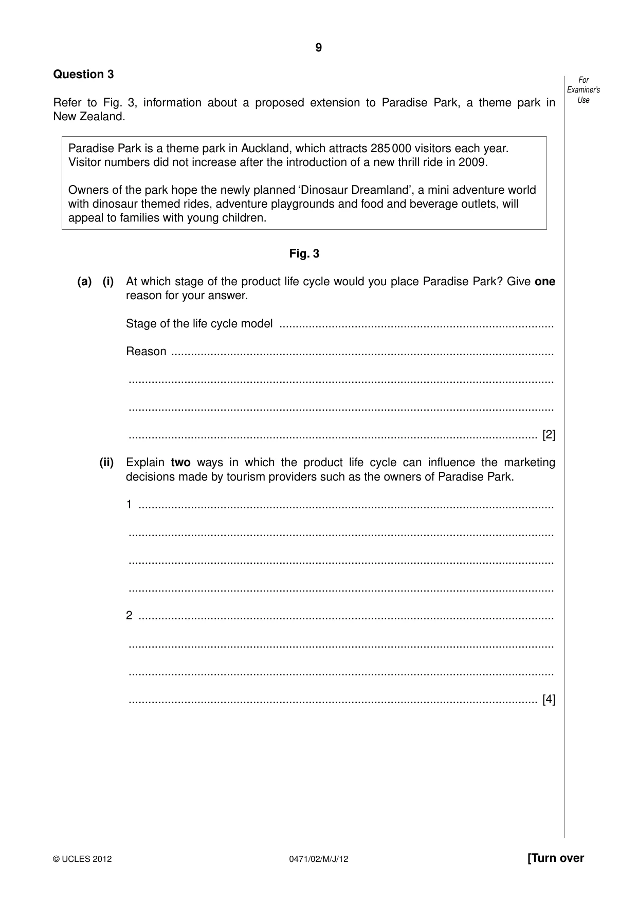 Cambridge IGCSE Travel and Tourism 0471 2012 May/June Paper 2 · Variant 1 question paper, page 9 of 16