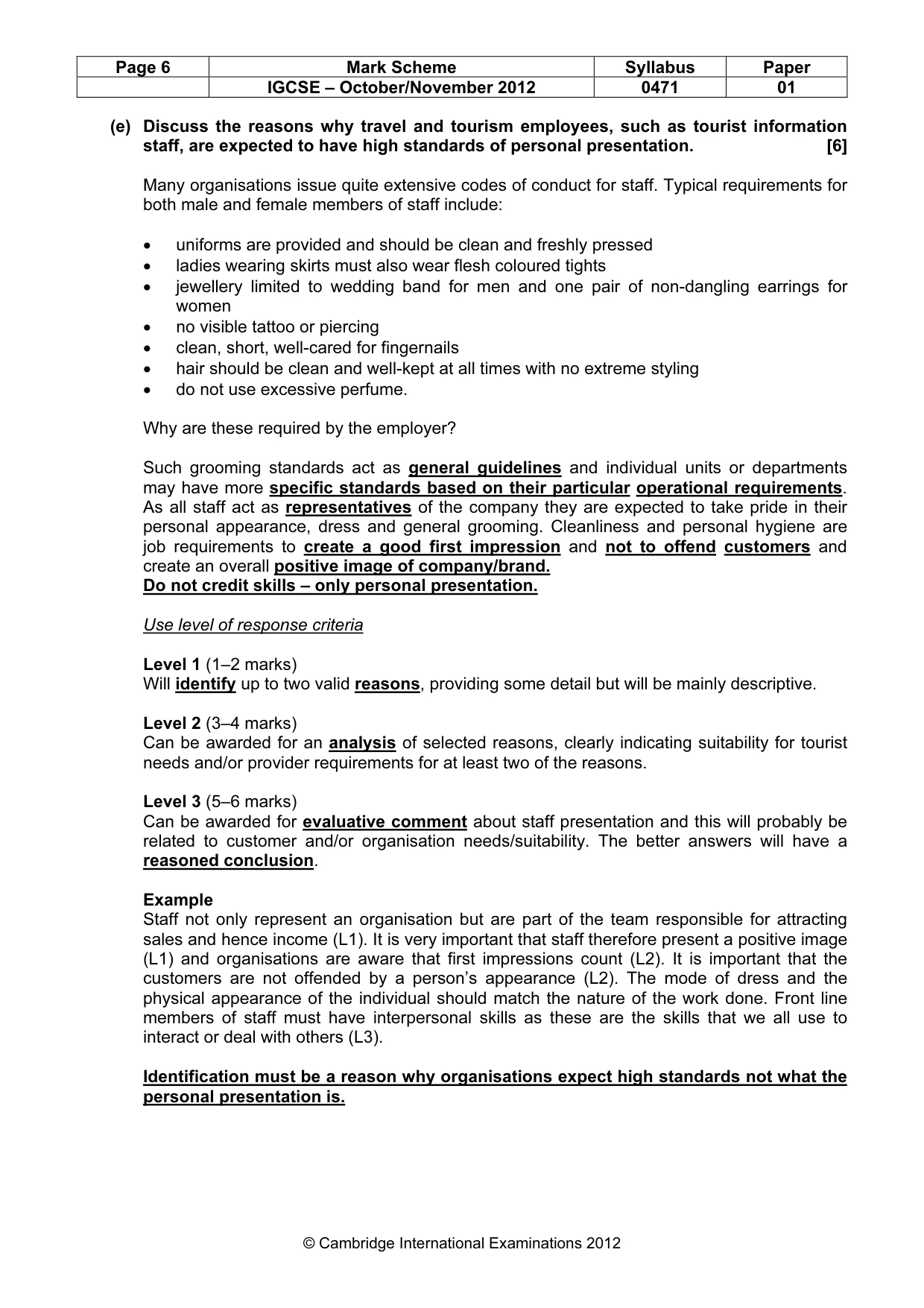 Mark scheme, page 6 of 11