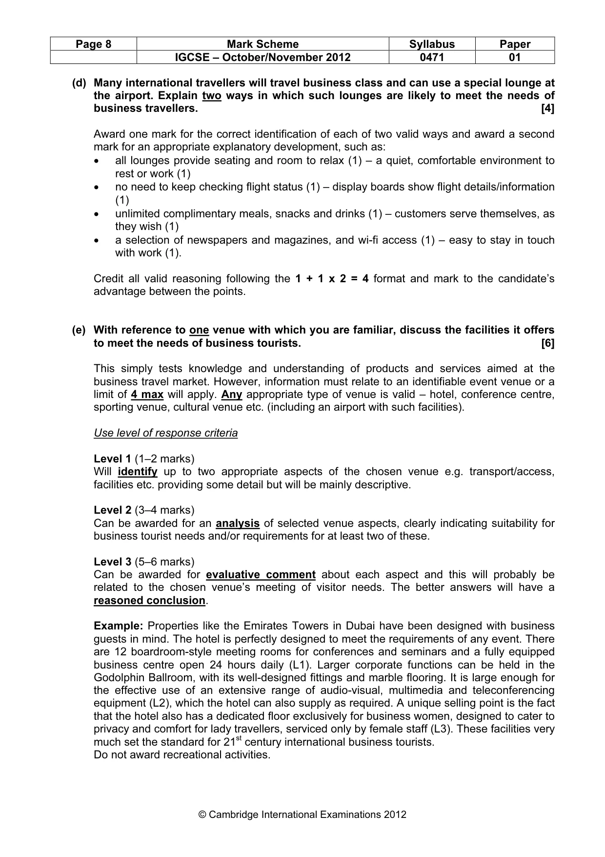 Mark scheme, page 8 of 11