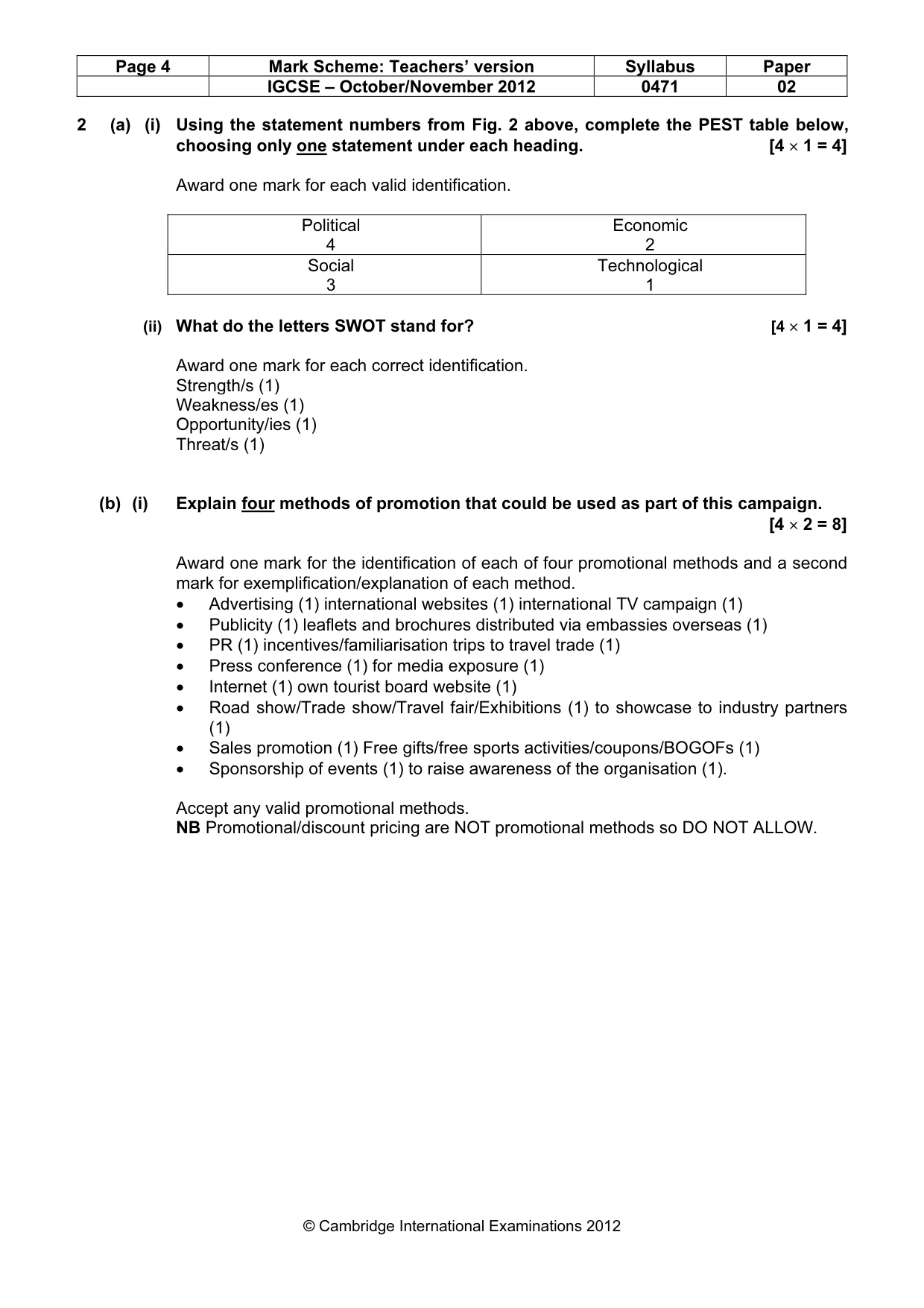 Mark scheme, page 4 of 9