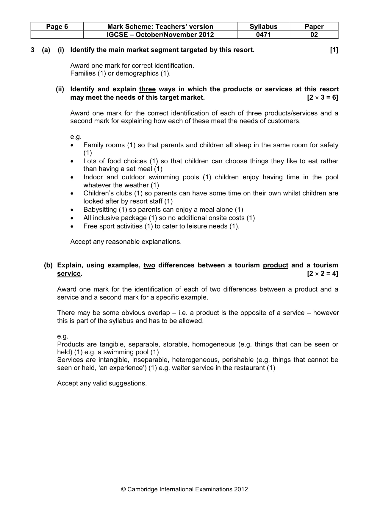 Mark scheme, page 6 of 9