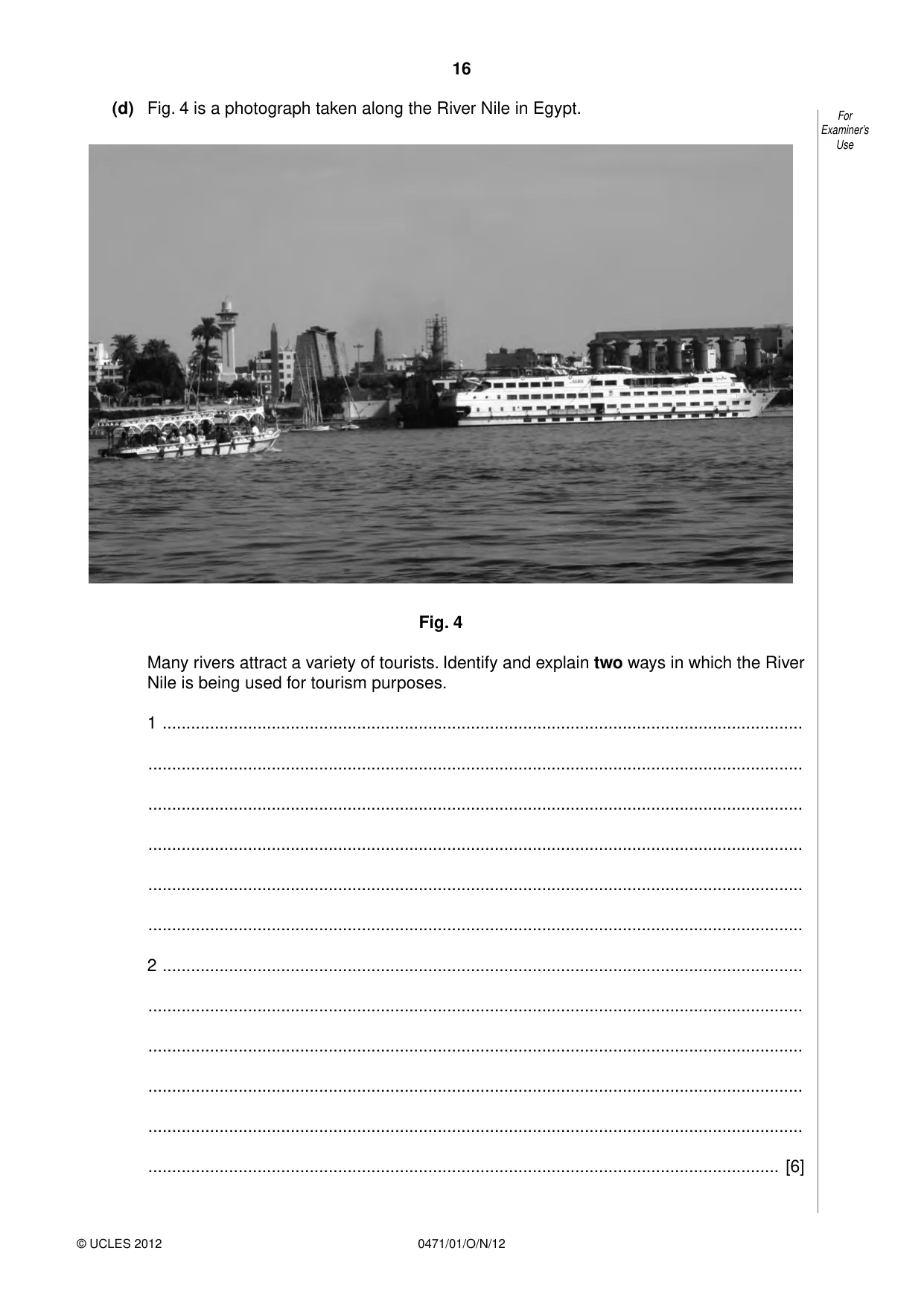 Cambridge IGCSE Travel and Tourism 0471 2012 Oct/Nov Paper 1 · Variant 1 question paper, page 16 of 20