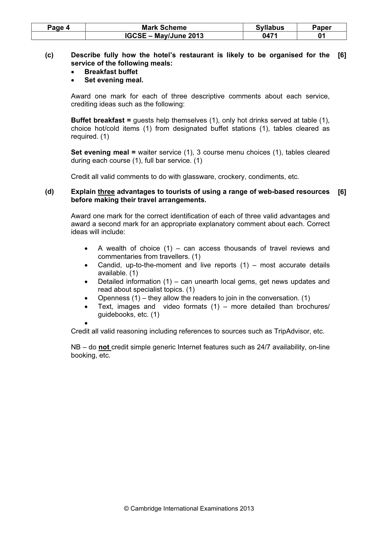 Mark scheme, page 4 of 9
