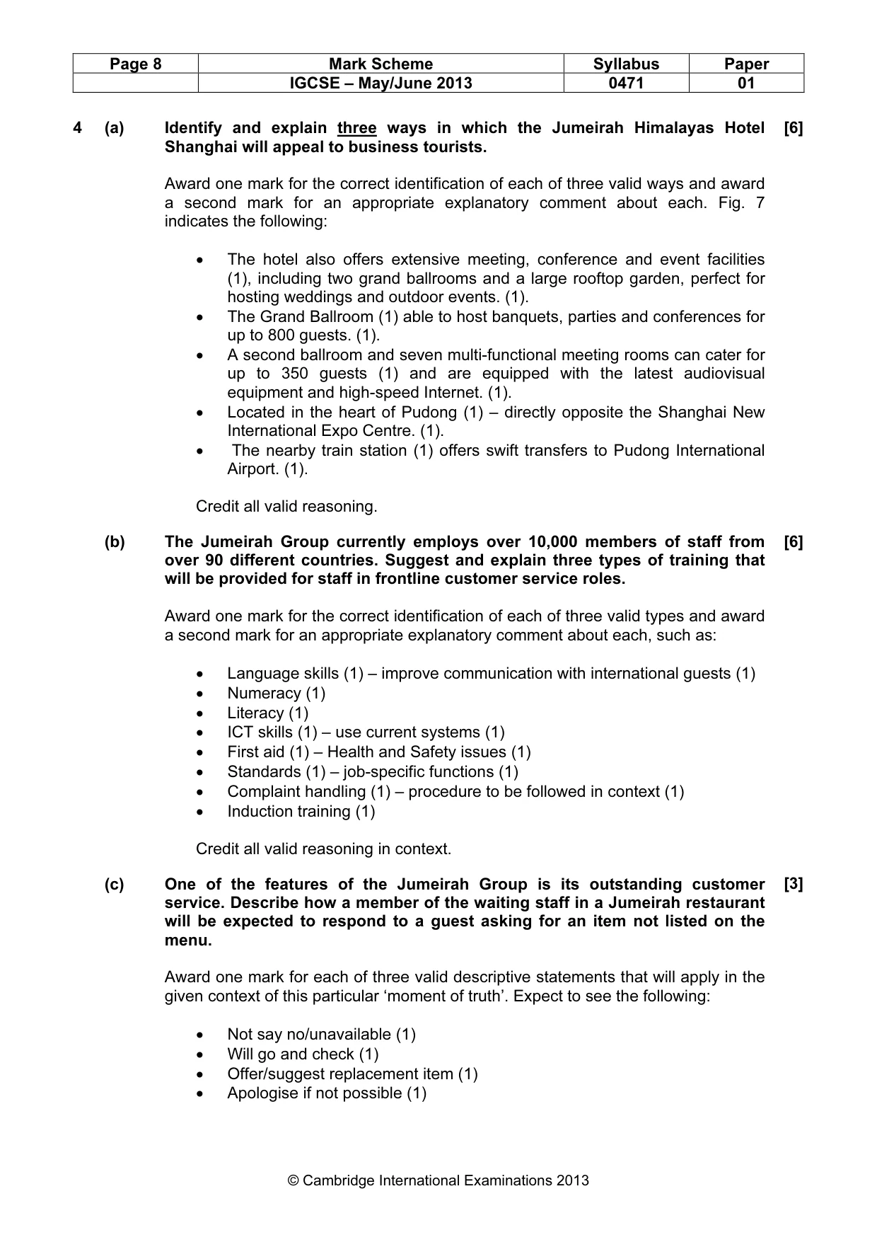 Mark scheme, page 8 of 9