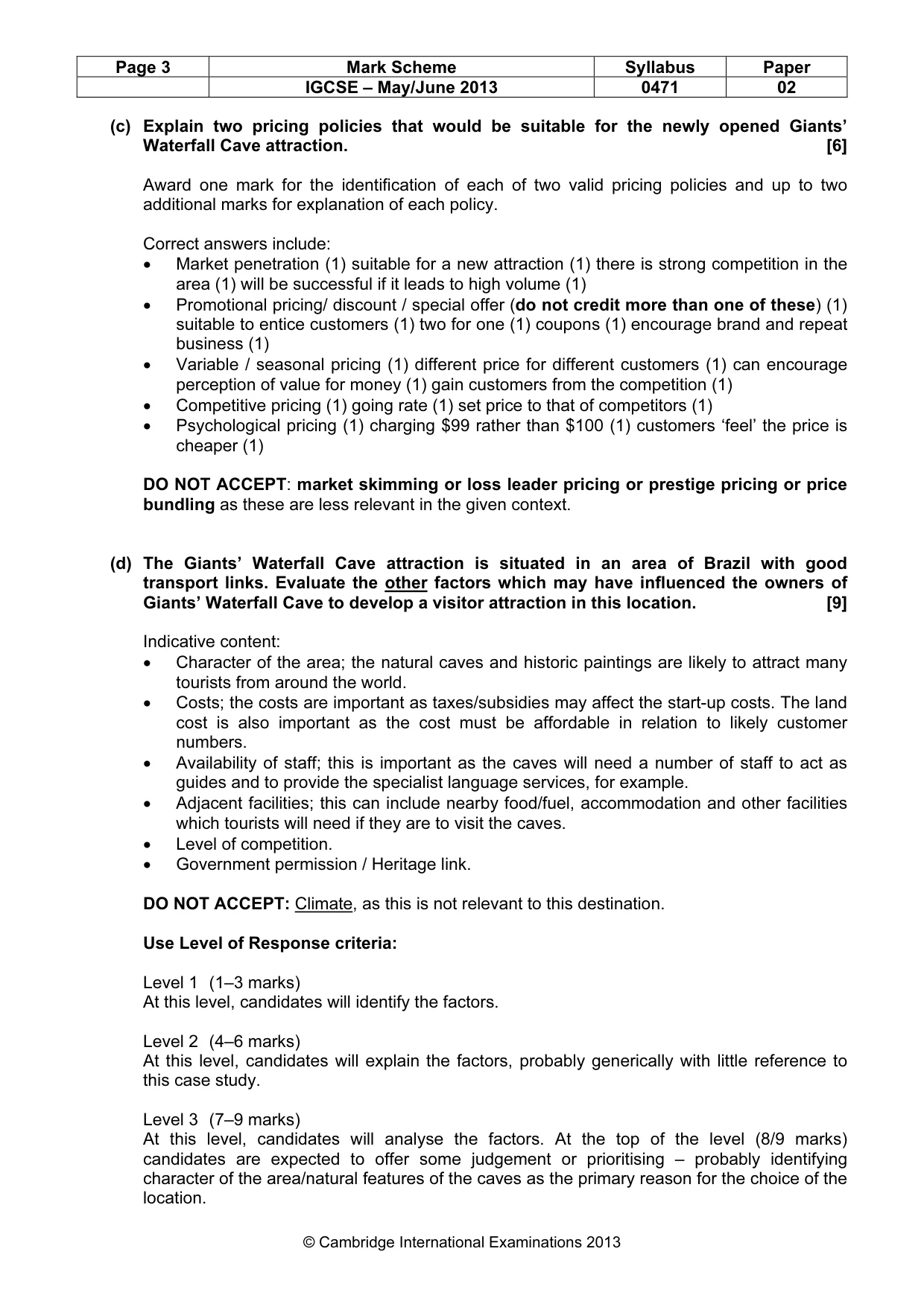 Mark scheme, page 3 of 9