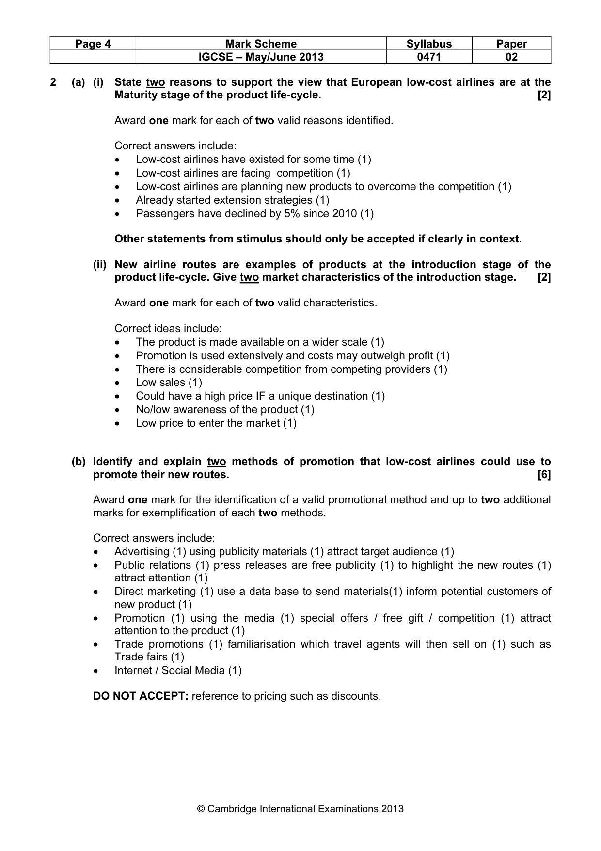 Mark scheme, page 4 of 9