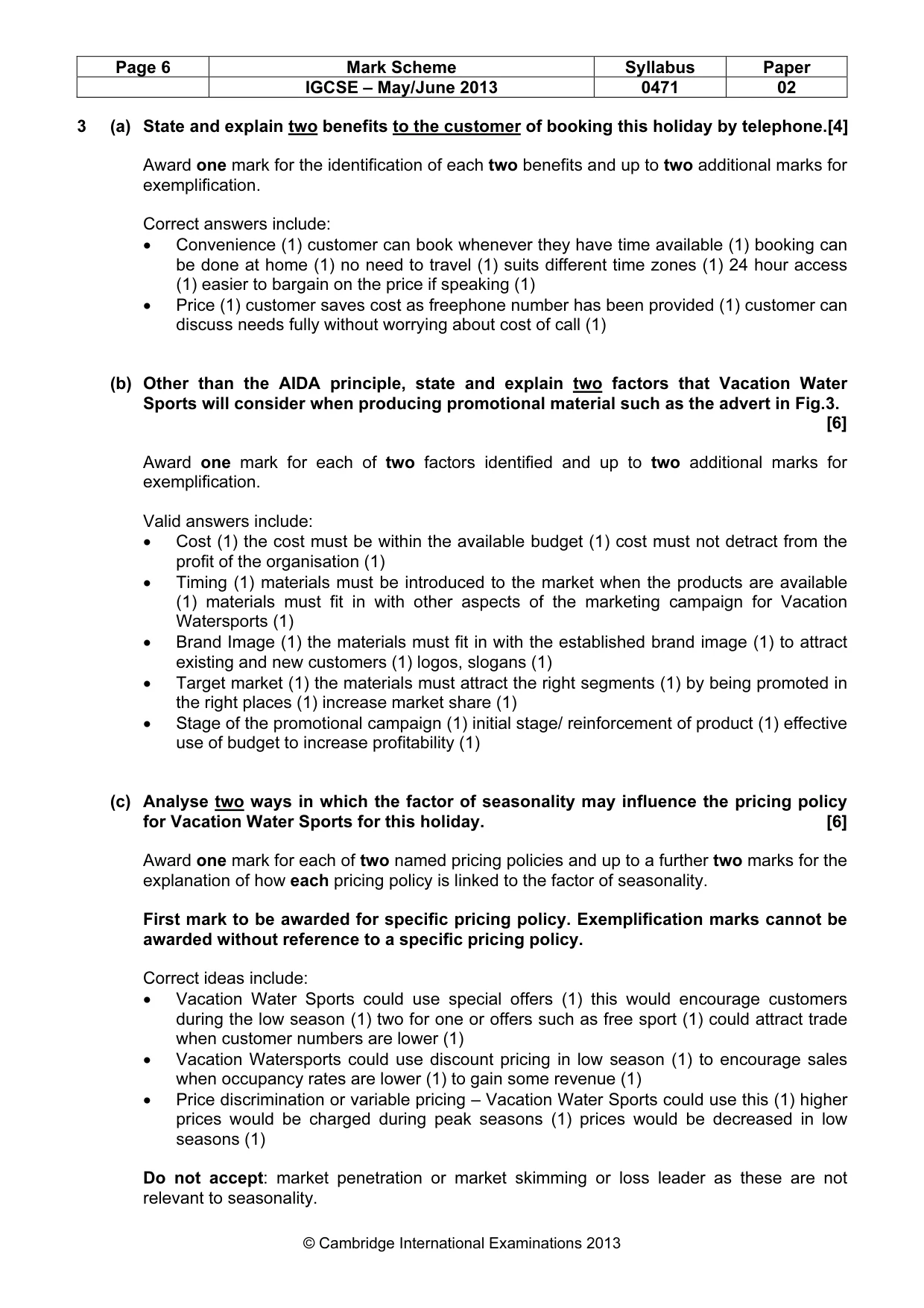 Mark scheme, page 6 of 9