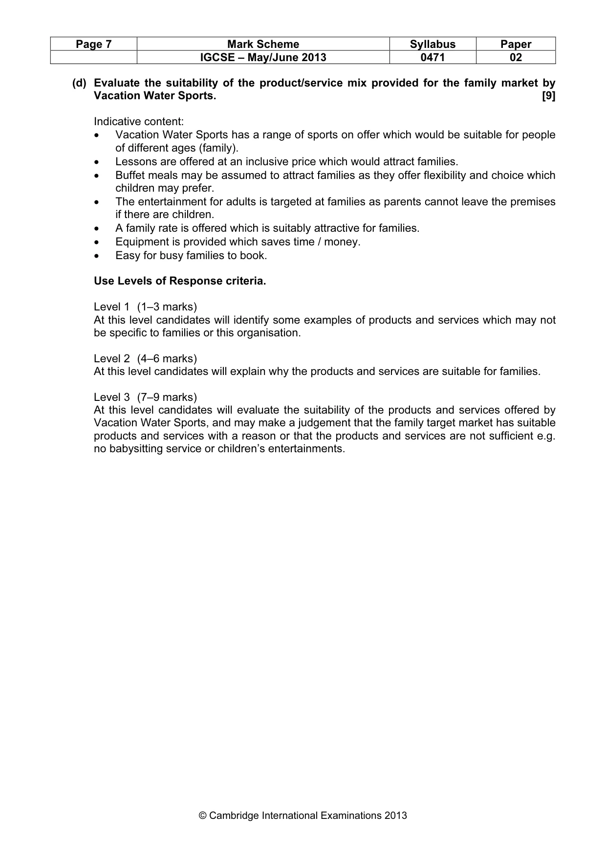 Mark scheme, page 7 of 9