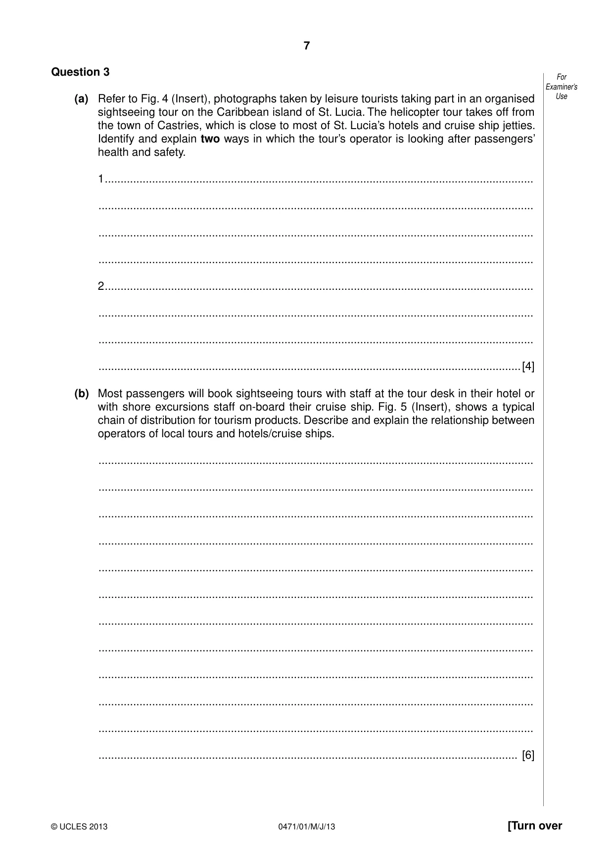 Cambridge IGCSE Travel and Tourism 0471 2013 May/June Paper 1 · Variant 1 question paper, page 7 of 12