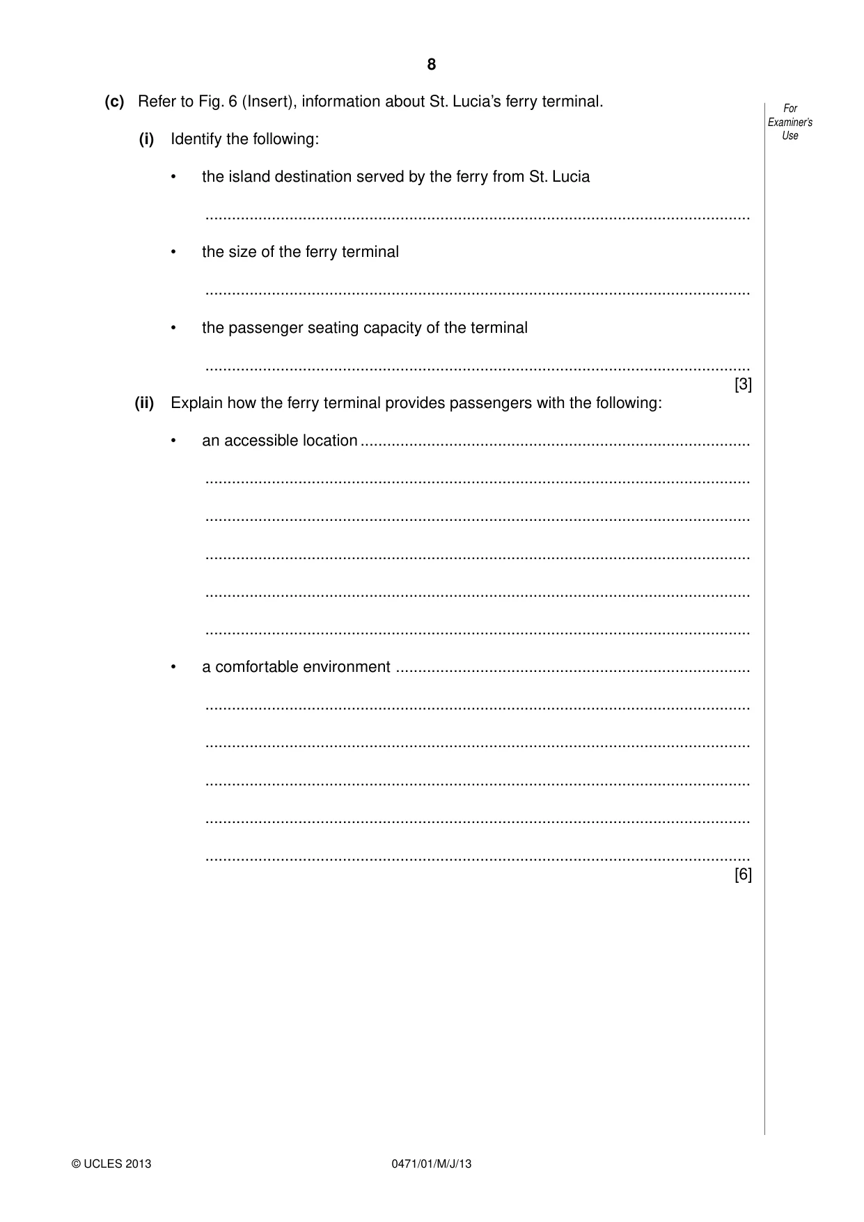Cambridge IGCSE Travel and Tourism 0471 2013 May/June Paper 1 · Variant 1 question paper, page 8 of 12