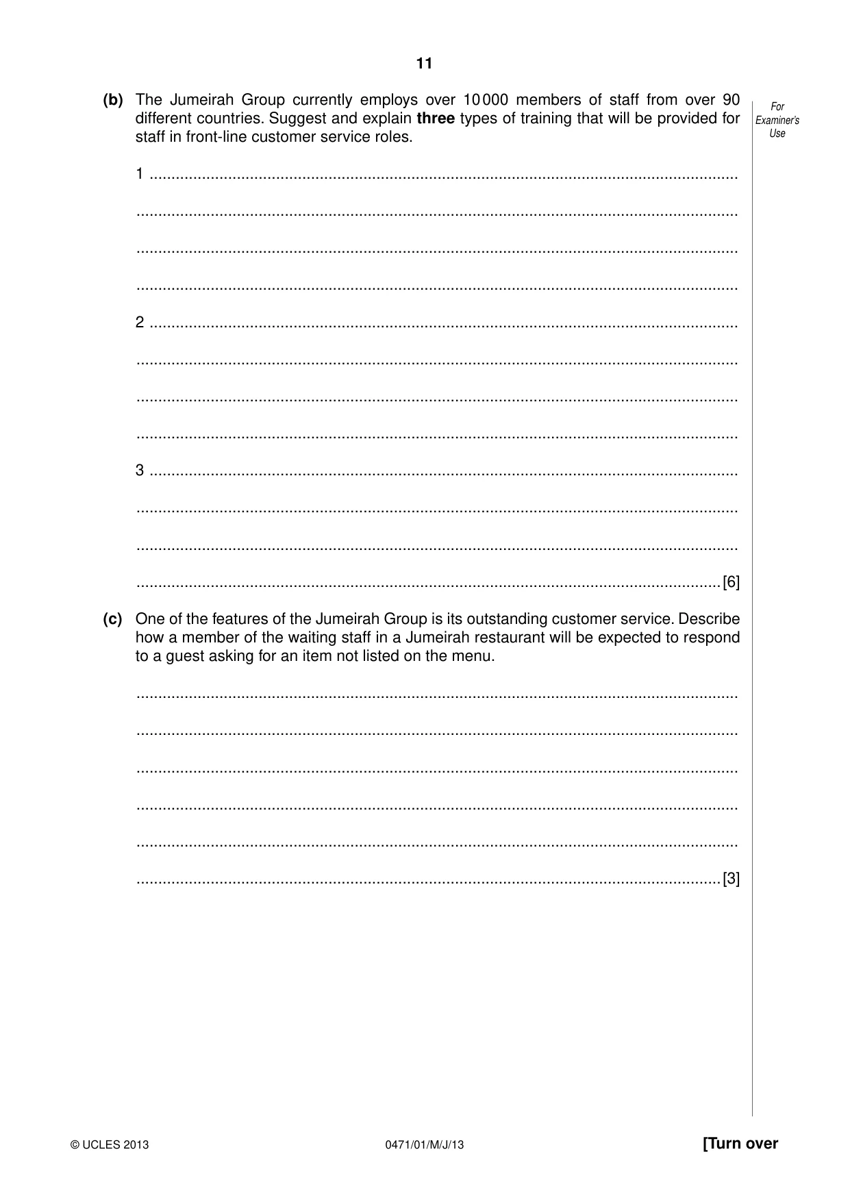 Cambridge IGCSE Travel and Tourism 0471 2013 May/June Paper 1 · Variant 1 question paper, page 11 of 12