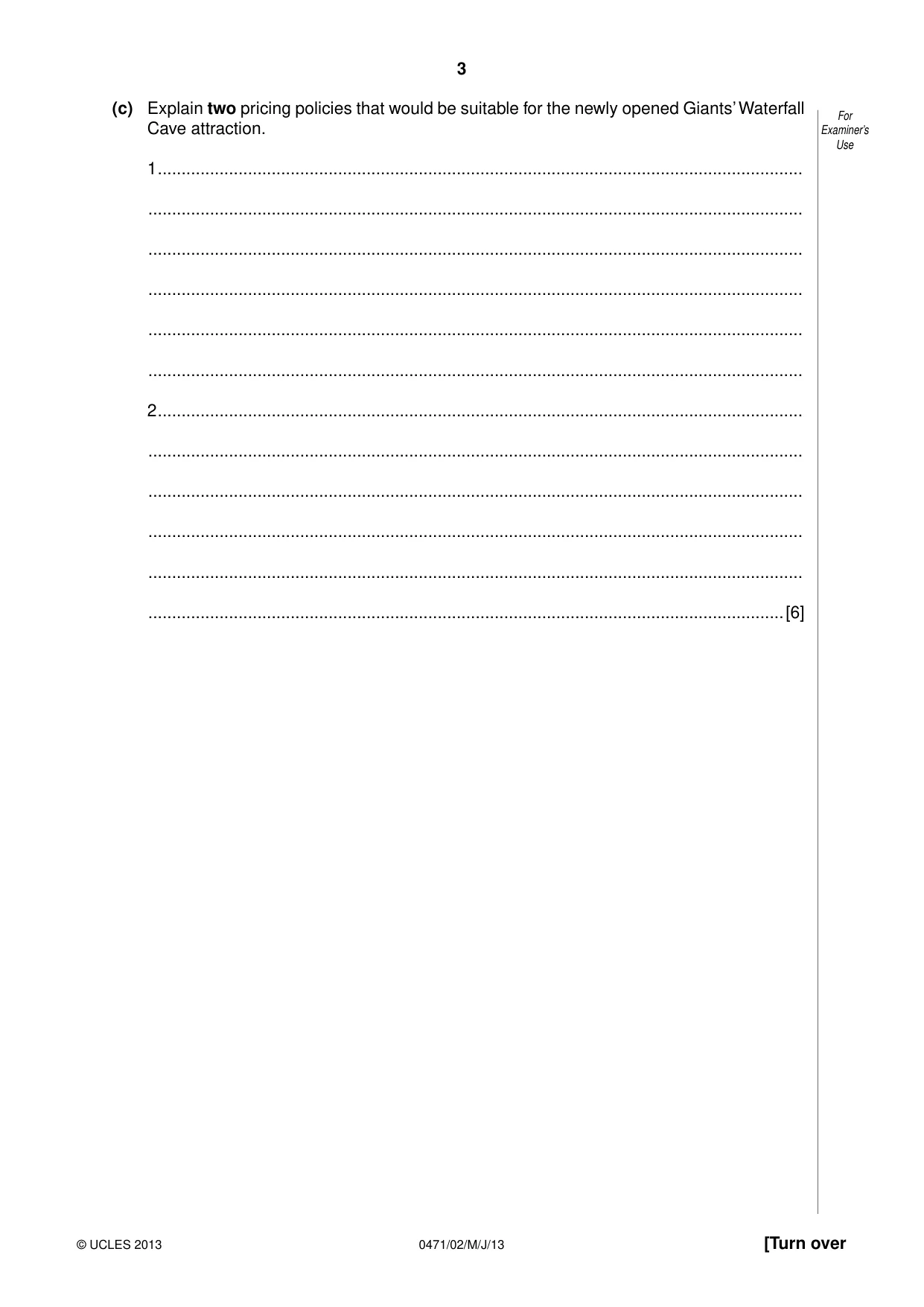 Cambridge IGCSE Travel and Tourism 0471 2013 May/June Paper 2 · Variant 1 question paper, page 3 of 16