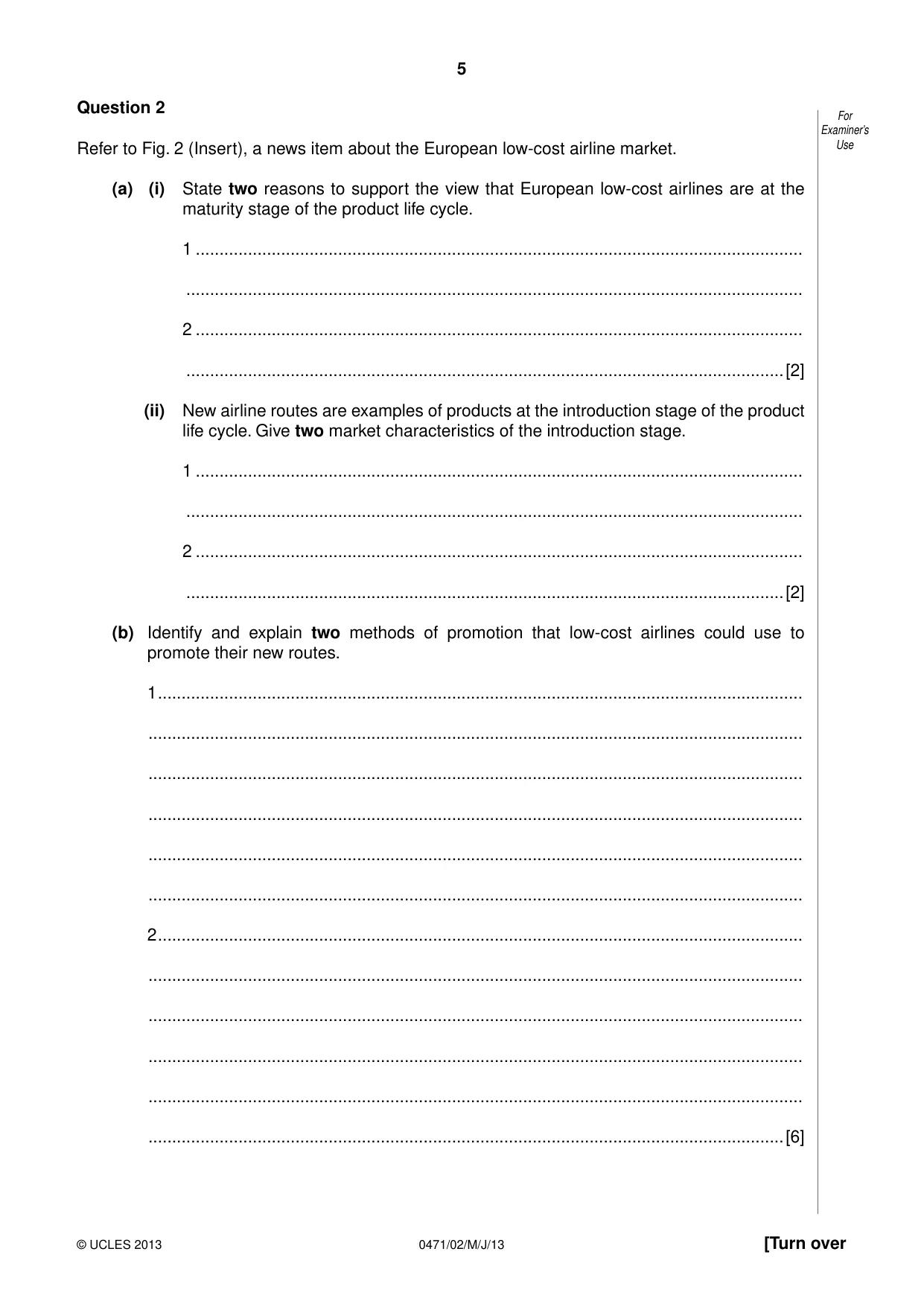 Cambridge IGCSE Travel and Tourism 0471 2013 May/June Paper 2 · Variant 1 question paper, page 5 of 16