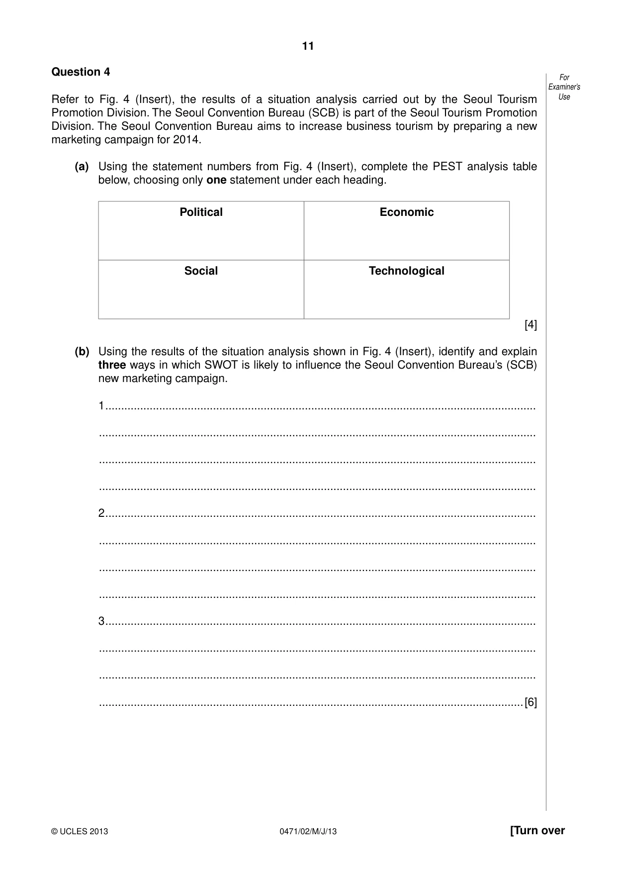 Cambridge IGCSE Travel and Tourism 0471 2013 May/June Paper 2 · Variant 1 question paper, page 11 of 16