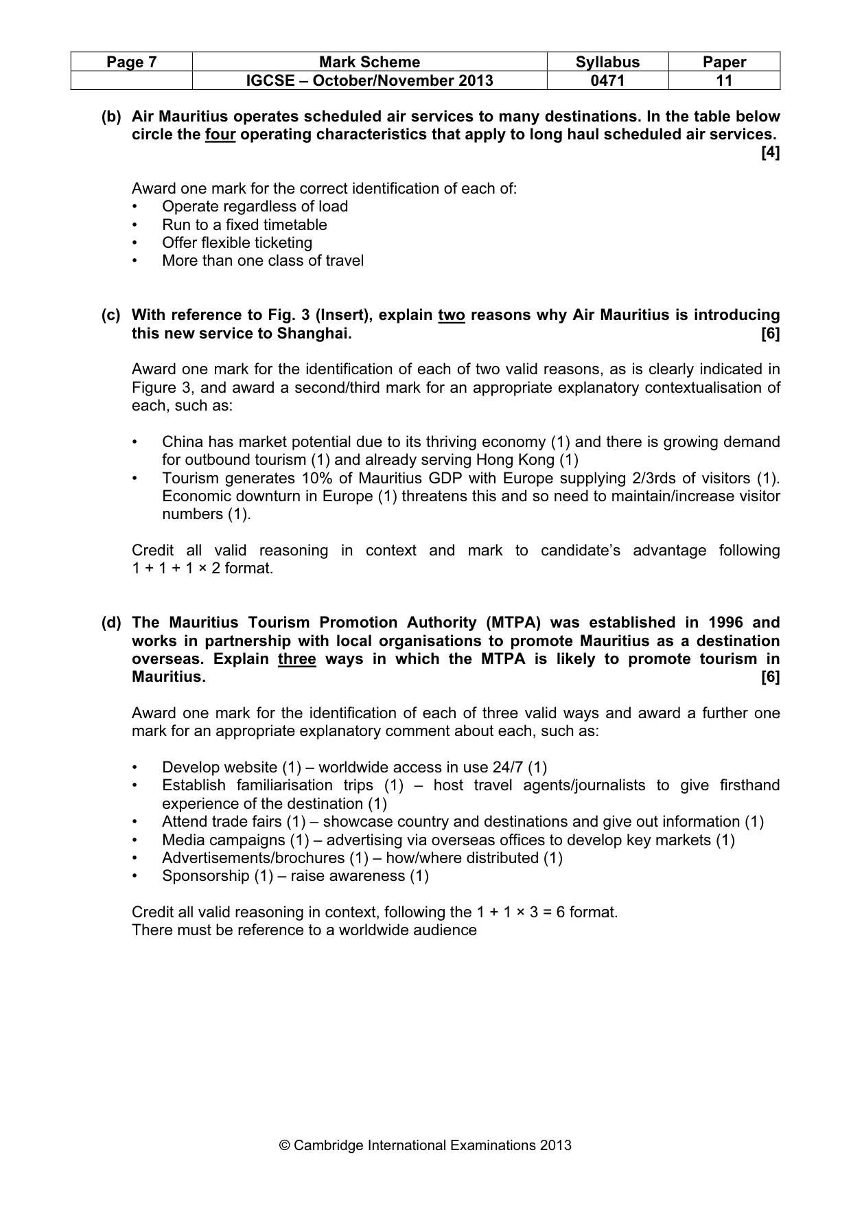 Mark scheme, page 7 of 10