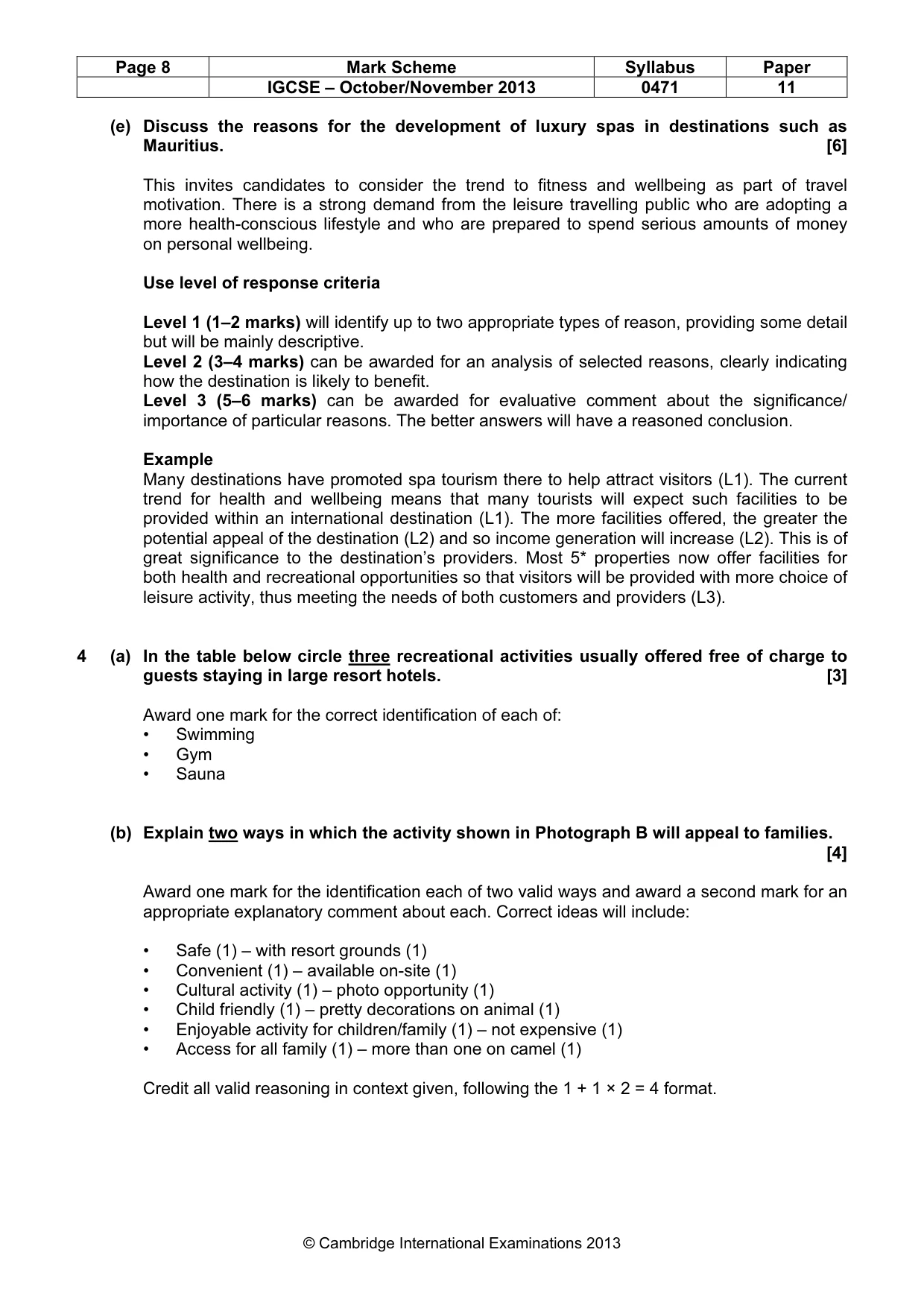 Mark scheme, page 8 of 10