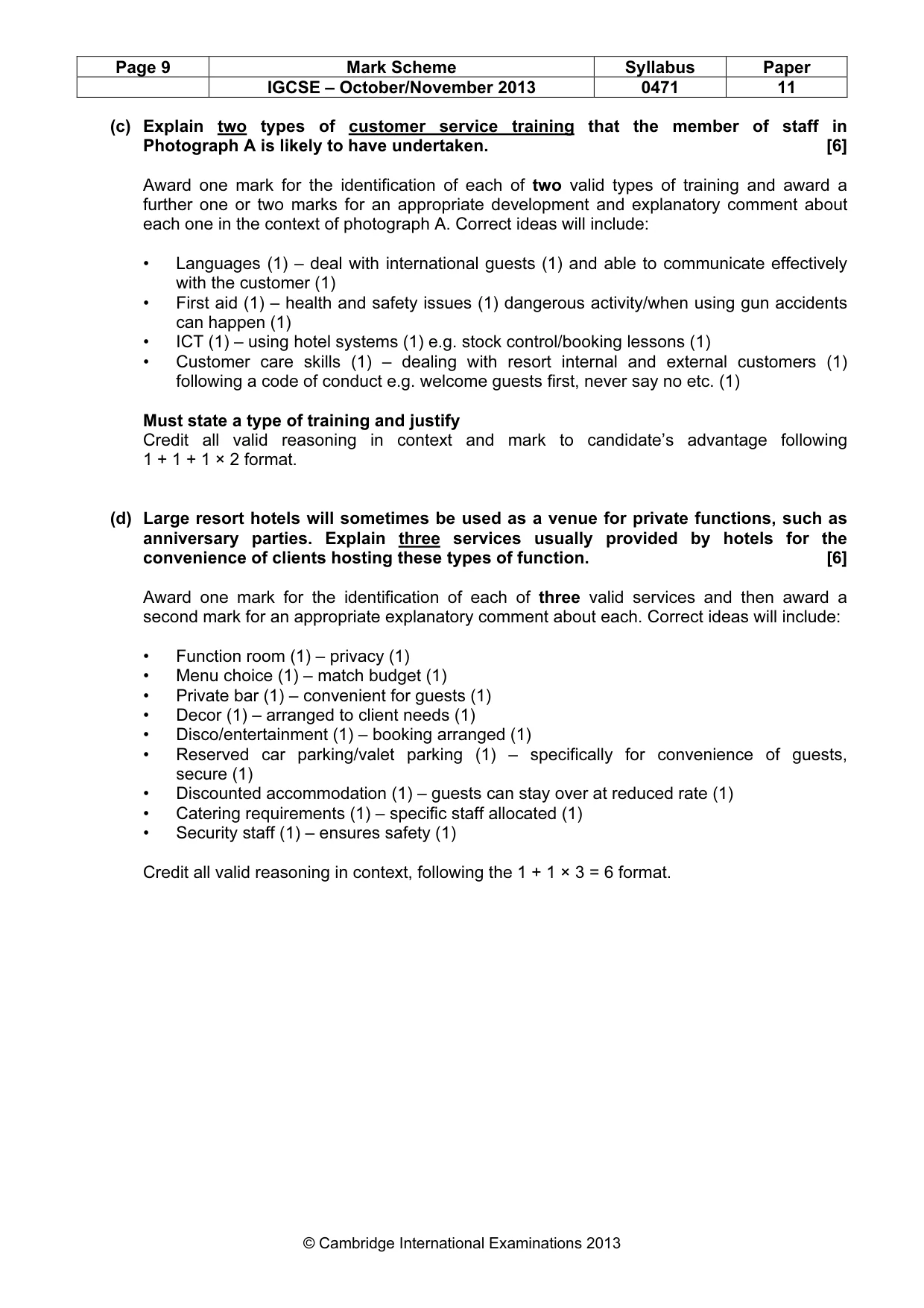 Mark scheme, page 9 of 10