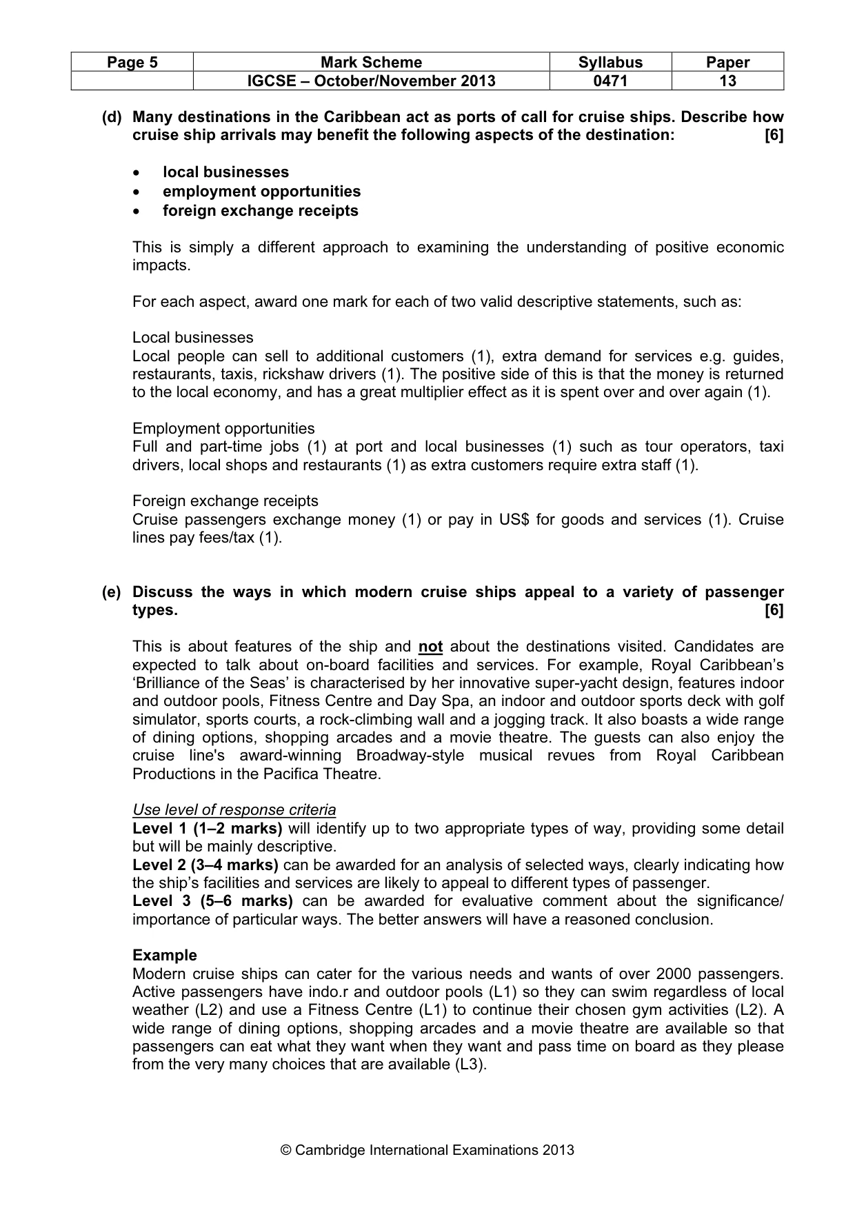 Mark scheme, page 5 of 9