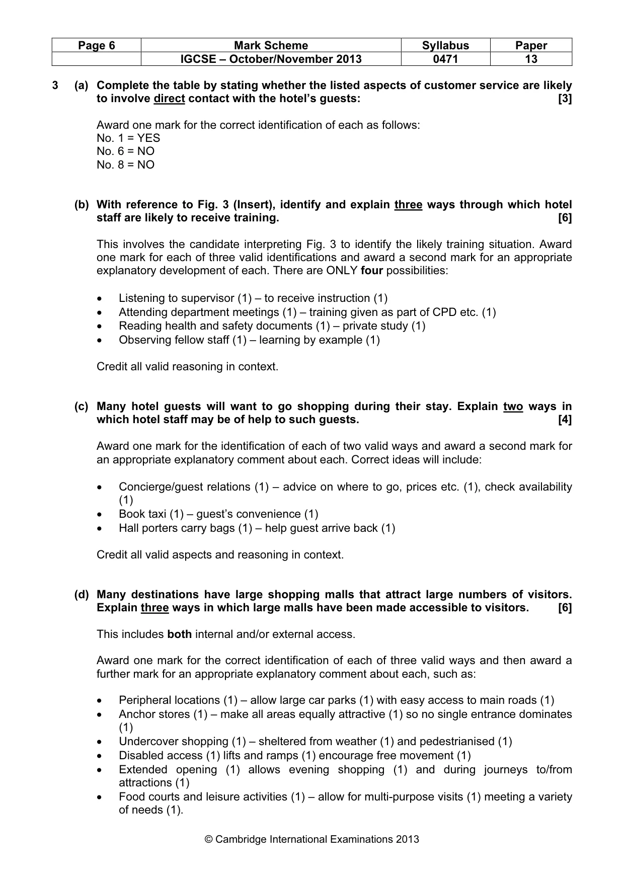 Mark scheme, page 6 of 9