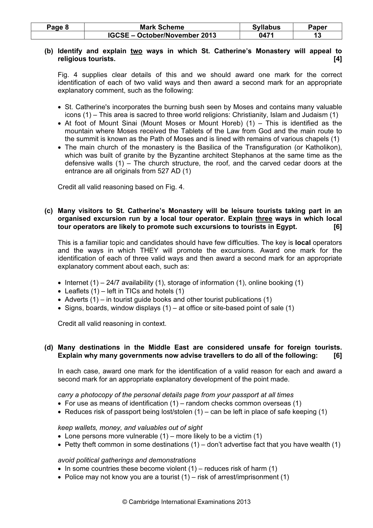 Mark scheme, page 8 of 9