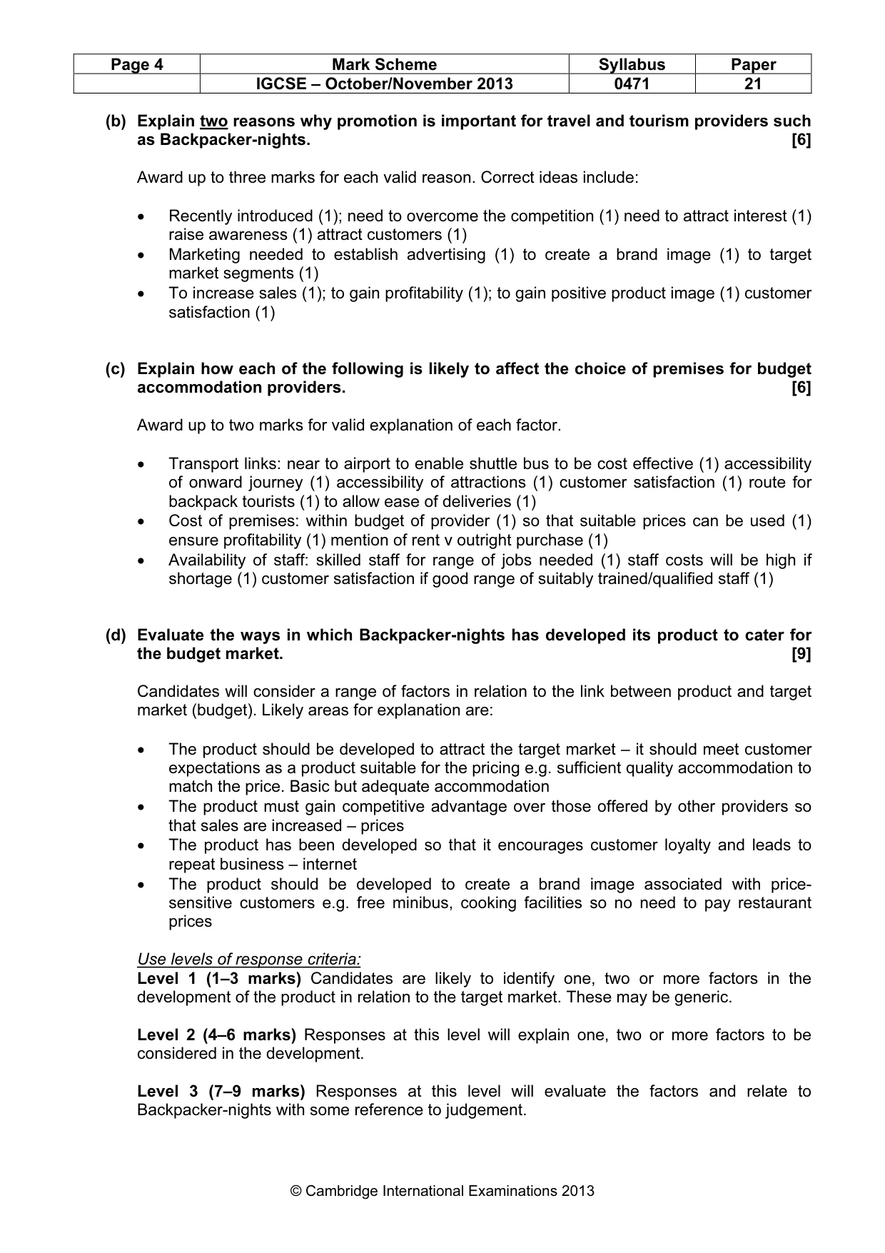 Mark scheme, page 4 of 8